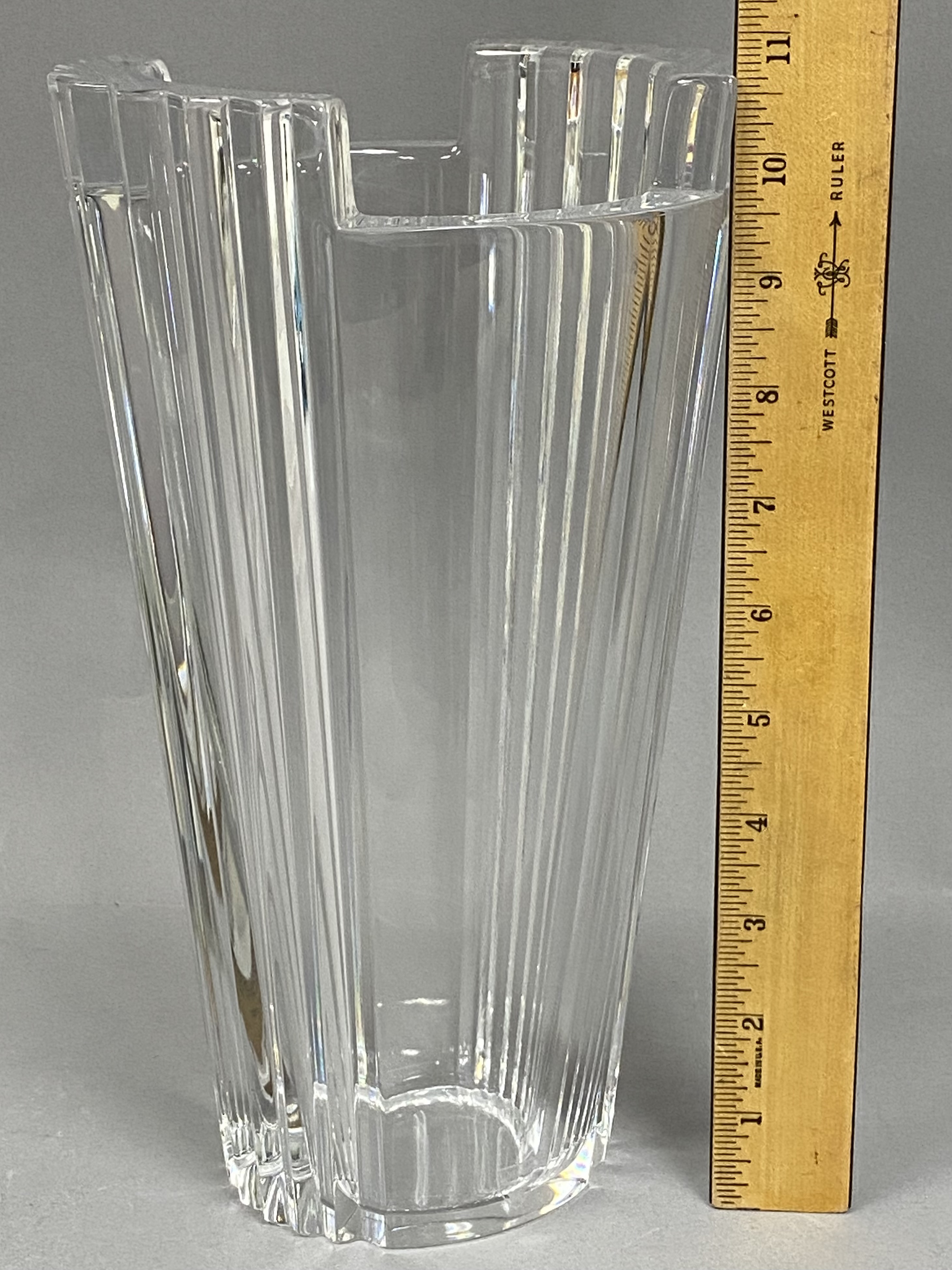 Orrefors Olle Alberius Castle Top Fluted Crystal Vase