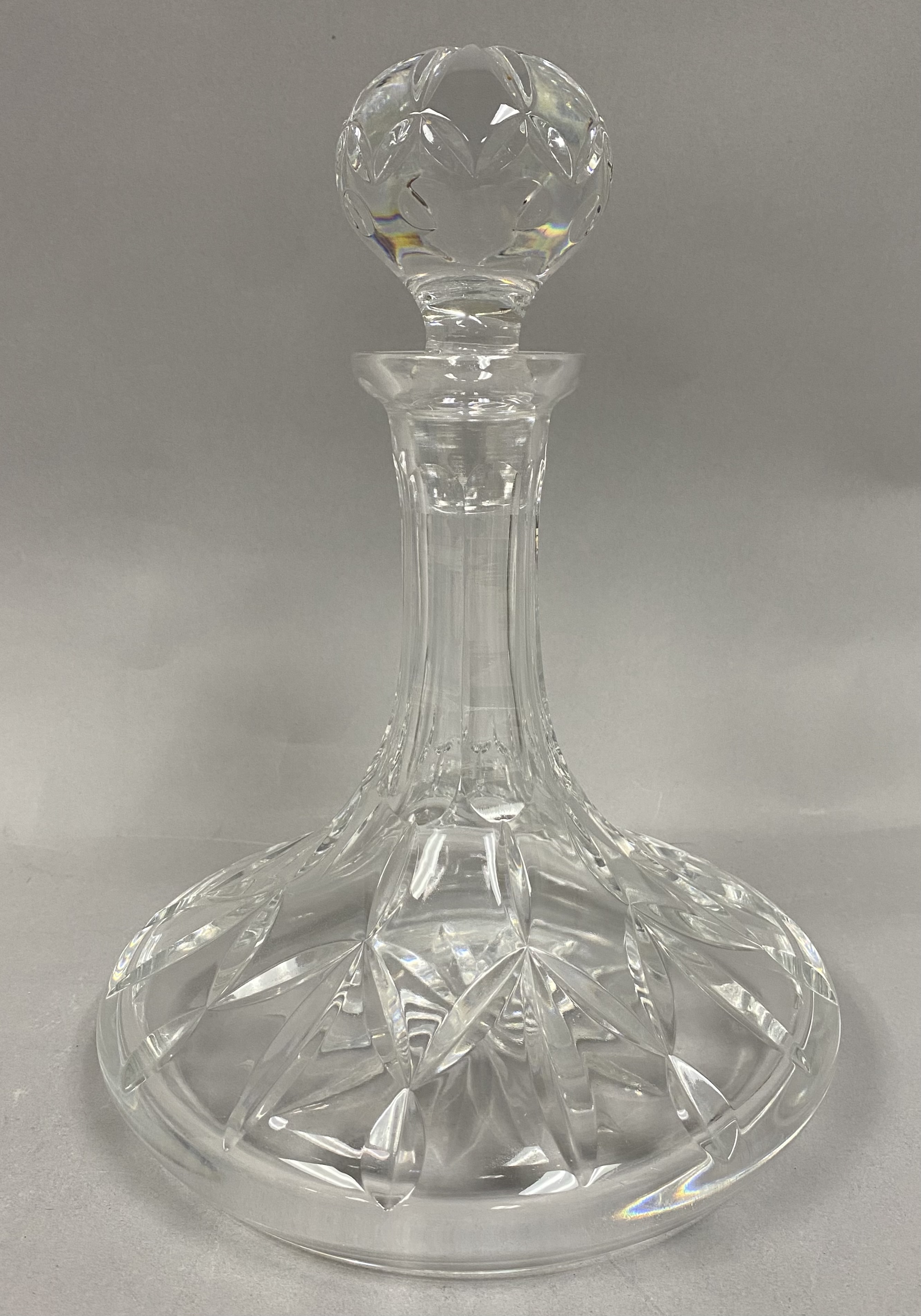 Vintage Crystal Ship’s Diamond Cut Decanter