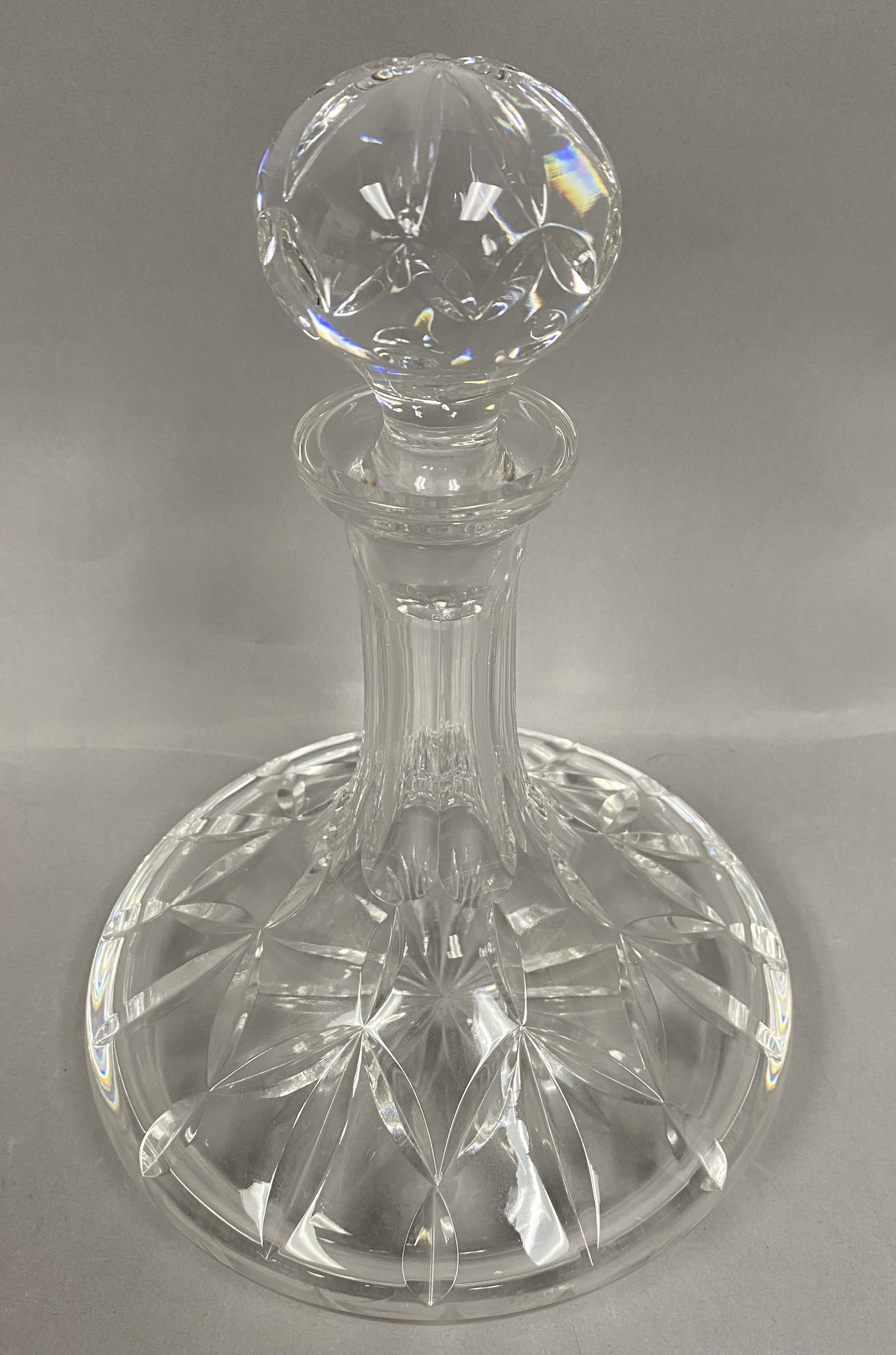 Vintage Crystal Ship’s Diamond Cut Decanter