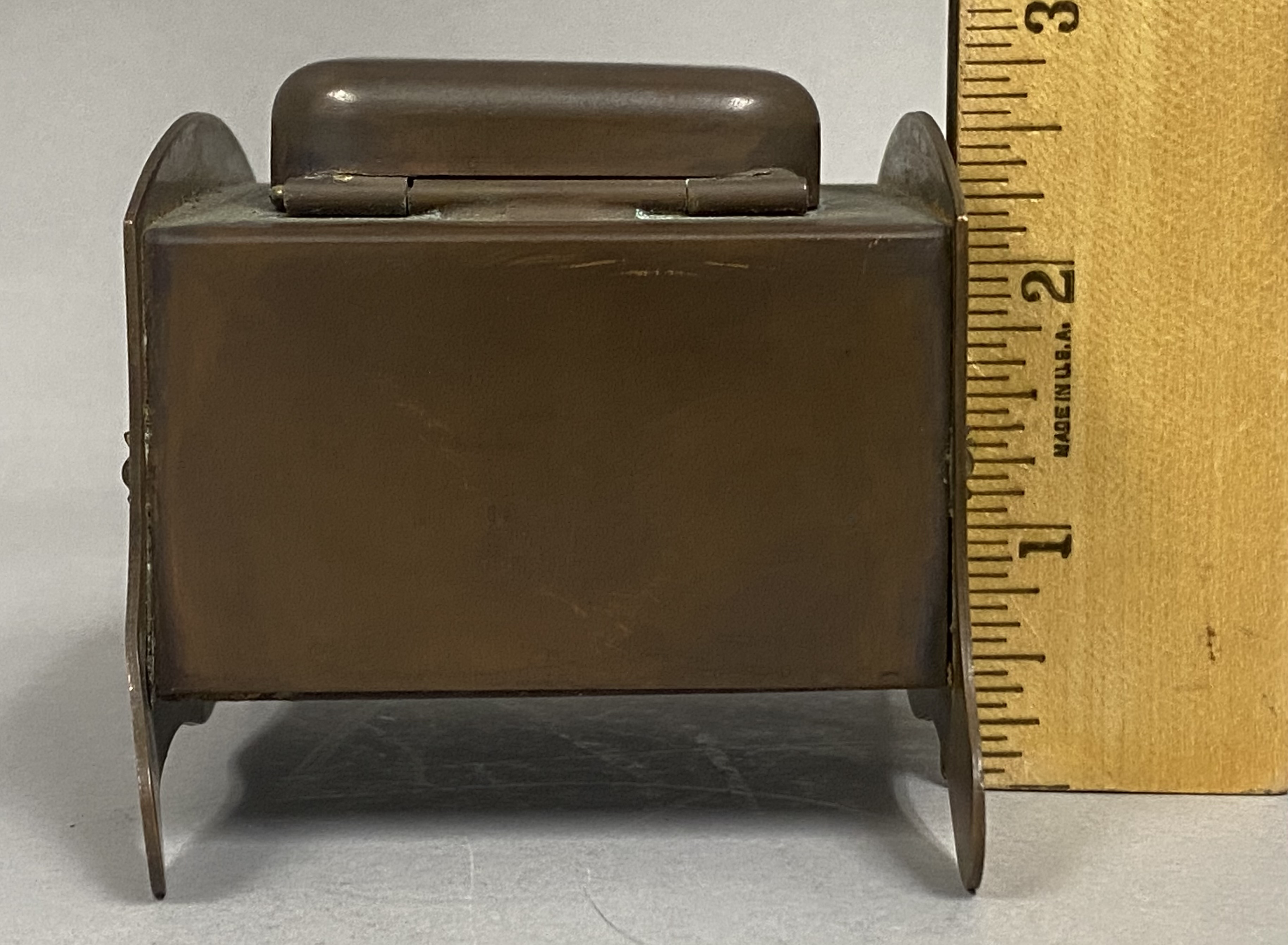 Arts & Crafts Copper Inkwell with Glass Insert