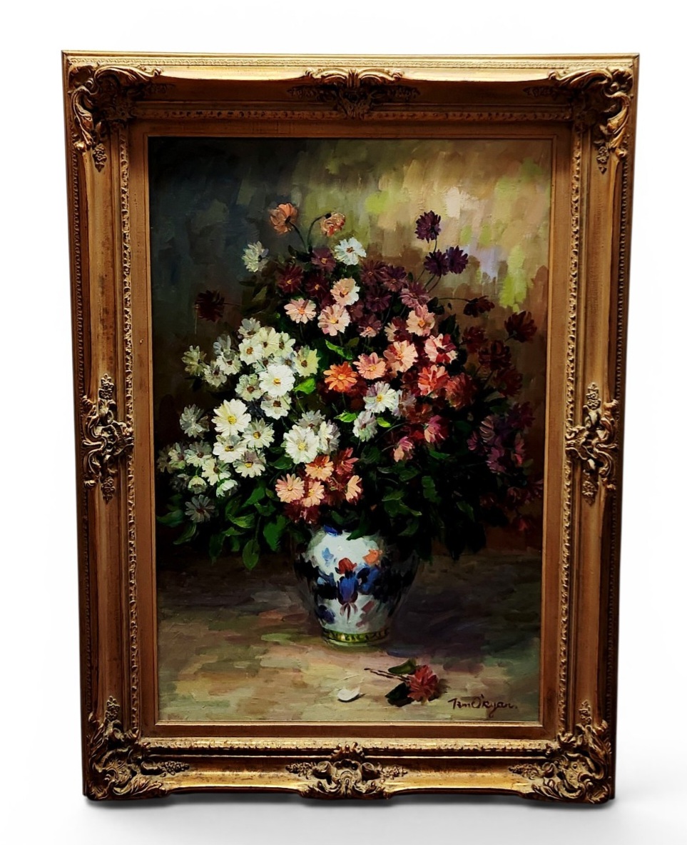 Signed Floral Still Life Oil on Canvas