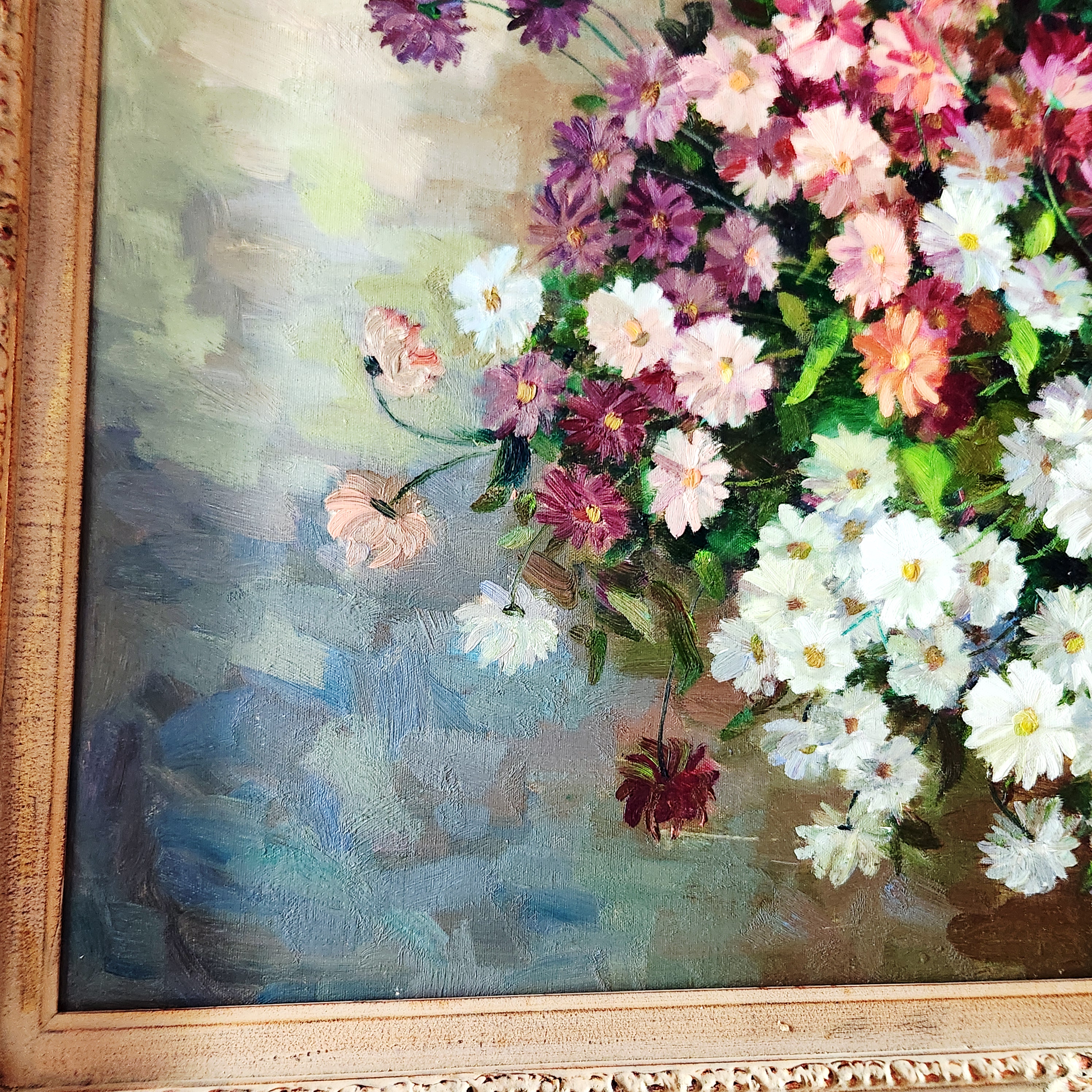 Signed Floral Still Life Oil on Canvas