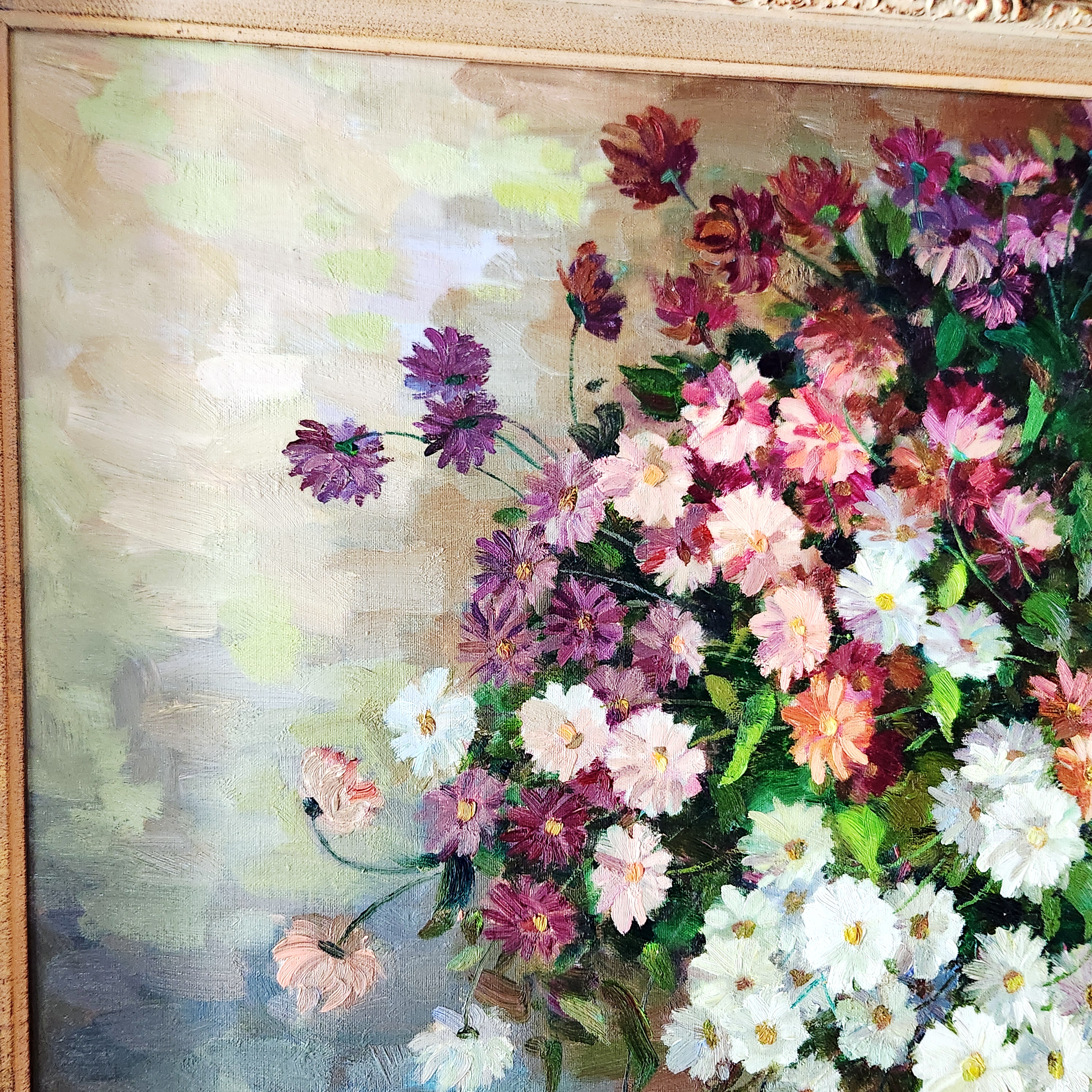 Signed Floral Still Life Oil on Canvas