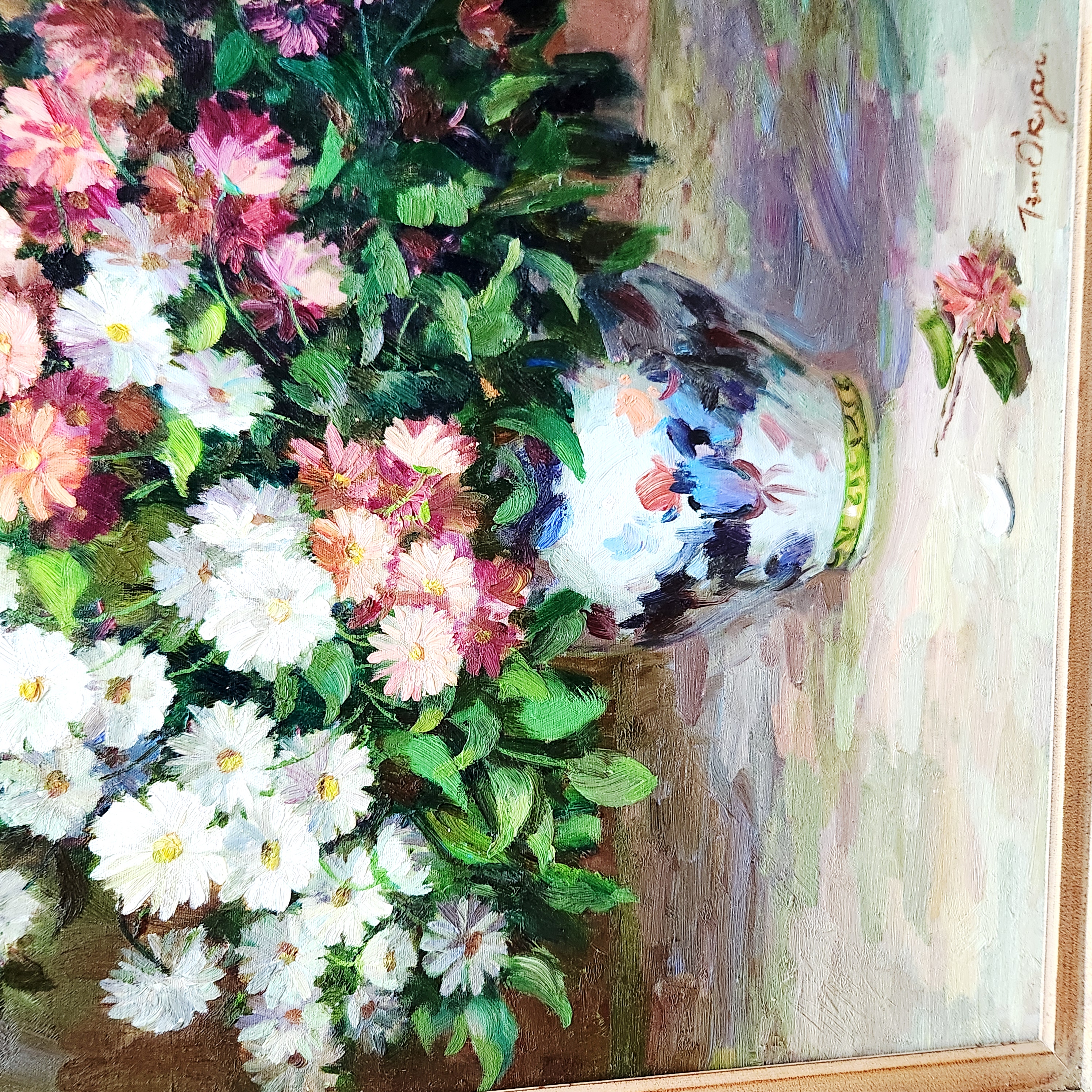 Signed Floral Still Life Oil on Canvas