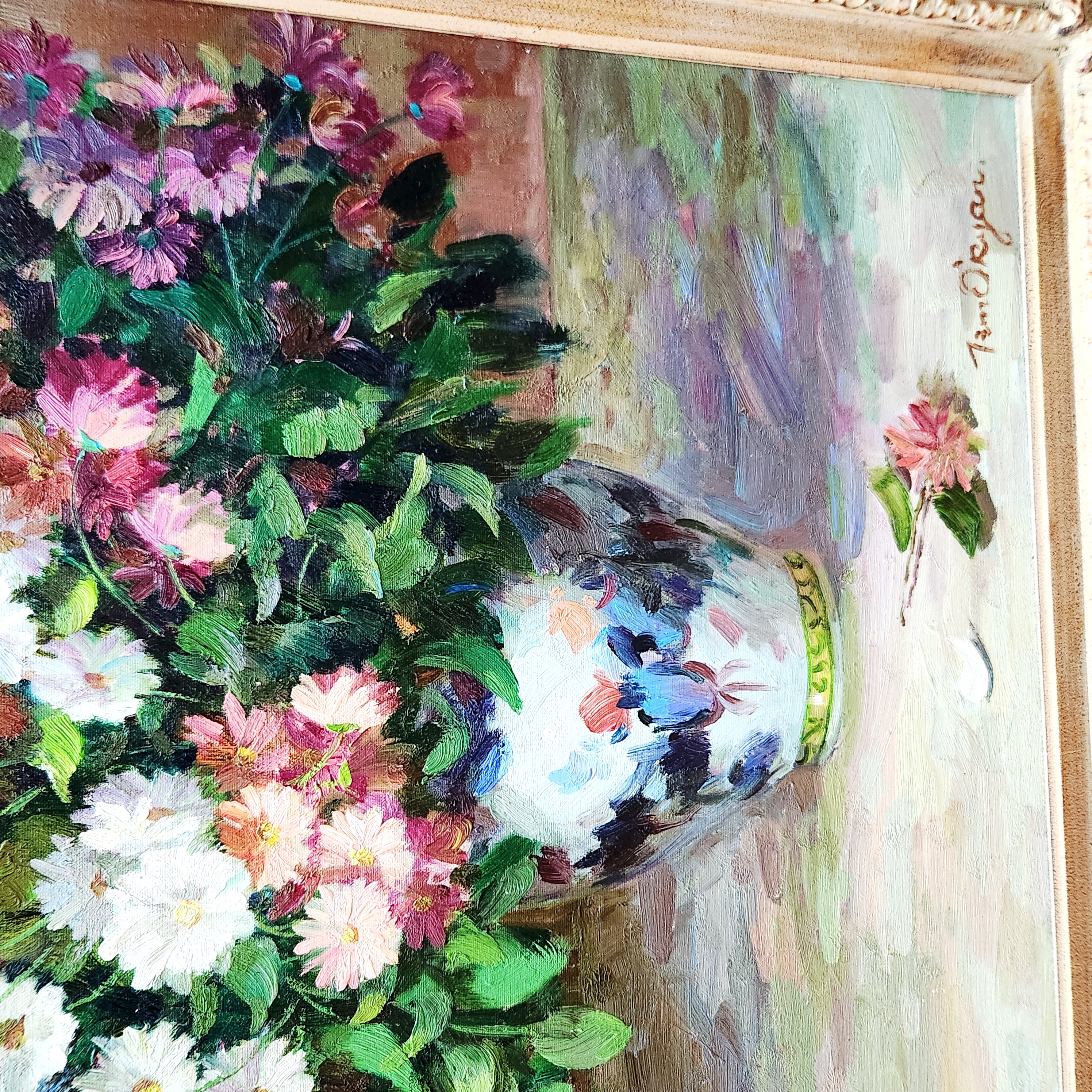 Signed Floral Still Life Oil on Canvas