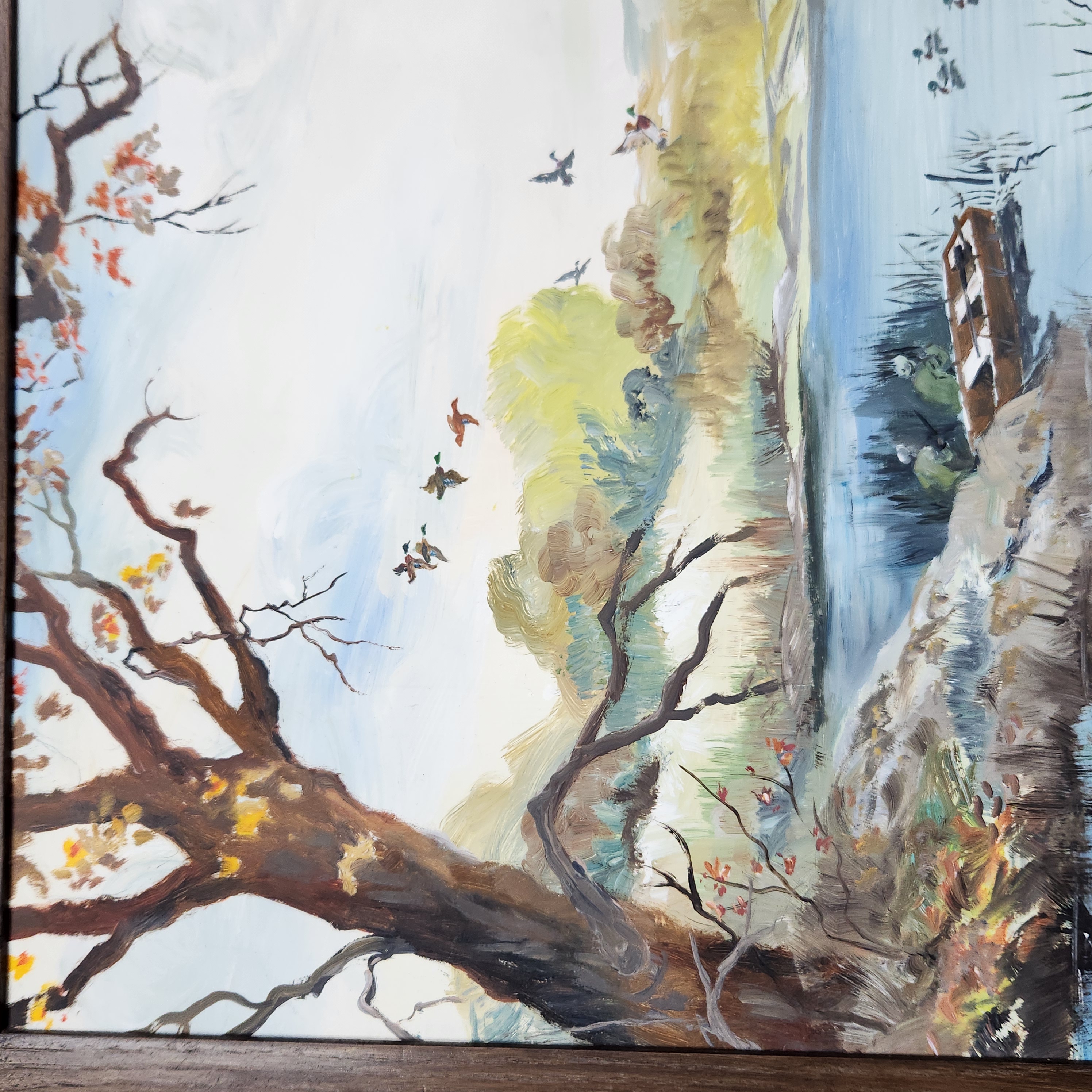 Pauline Harris Duck Hunting in MI Oil on Wood