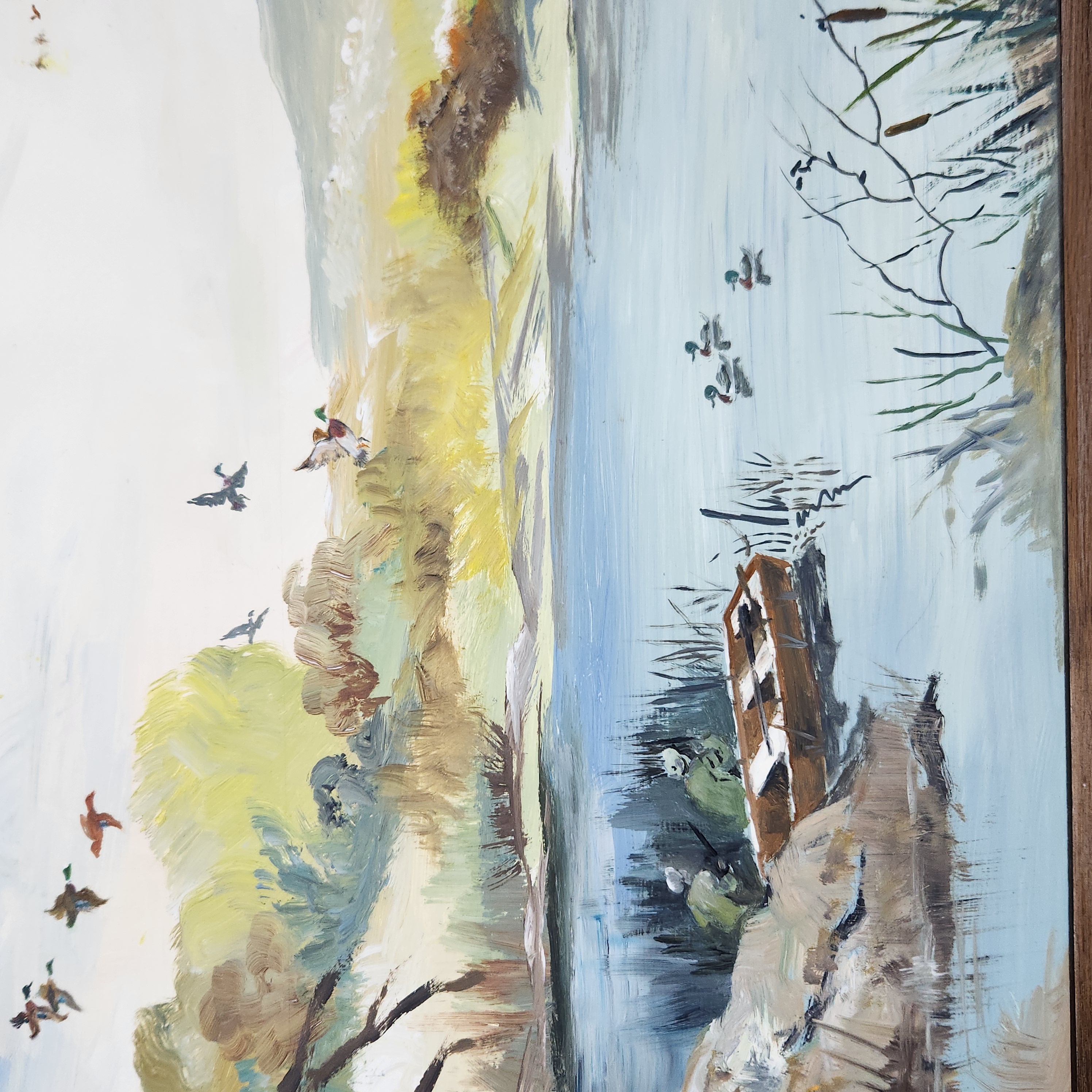 Pauline Harris Duck Hunting in MI Oil on Wood