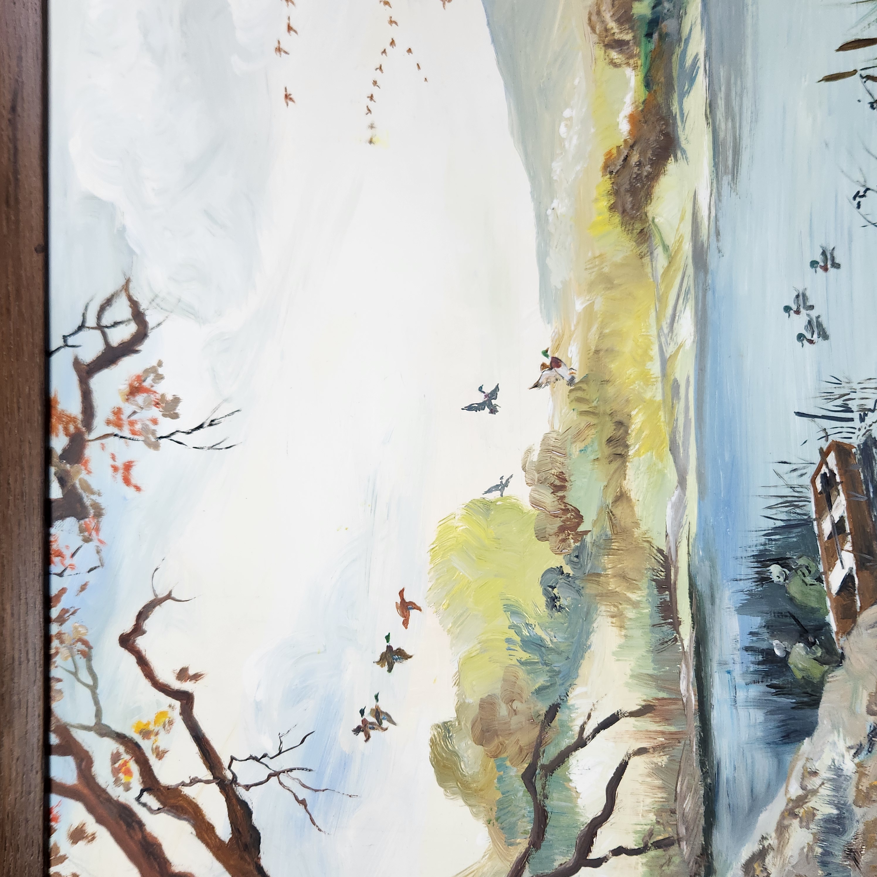 Pauline Harris Duck Hunting in MI Oil on Wood
