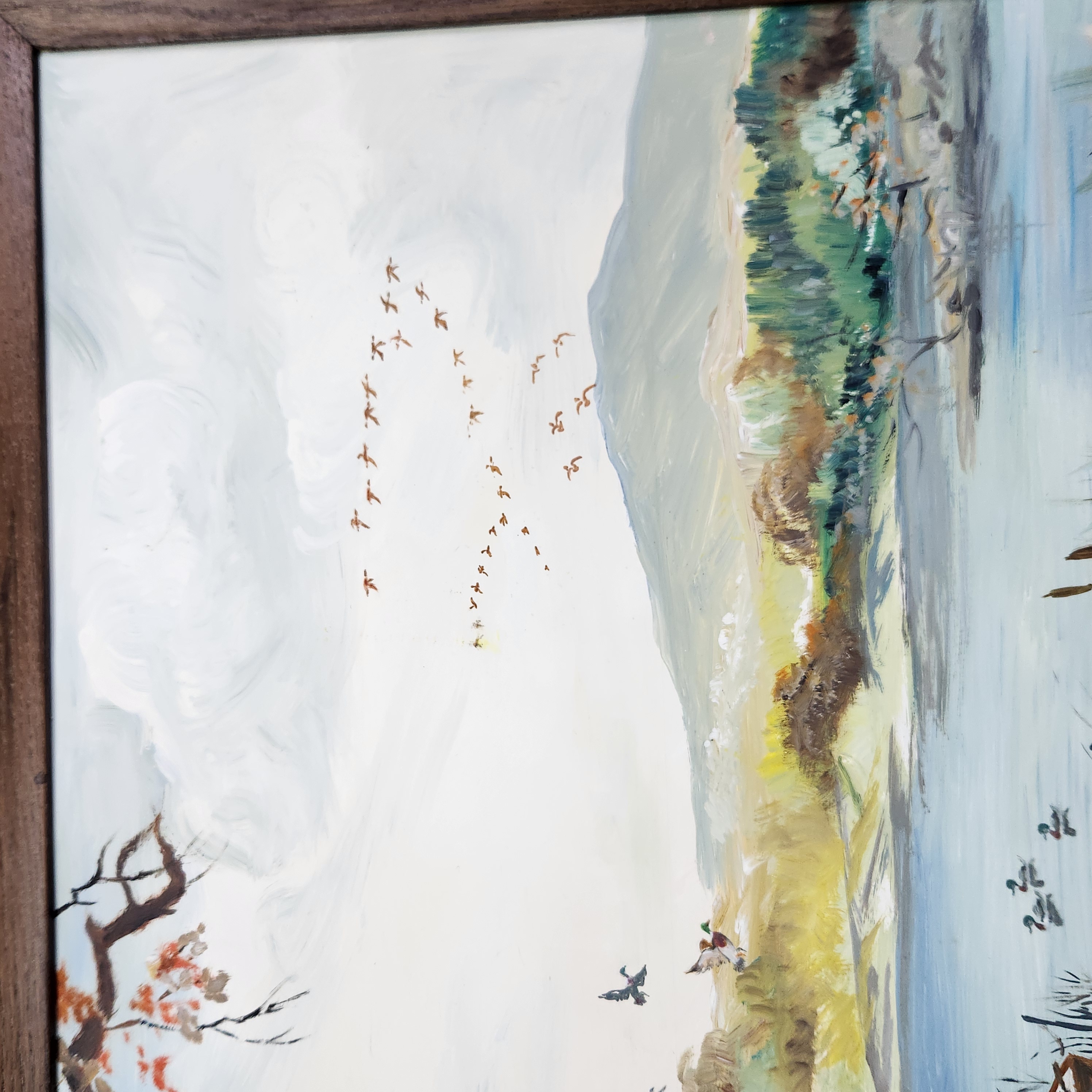 Pauline Harris Duck Hunting in MI Oil on Wood