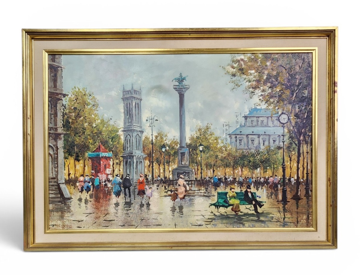 G. De Vitte Parisian Street Oil on Canvas