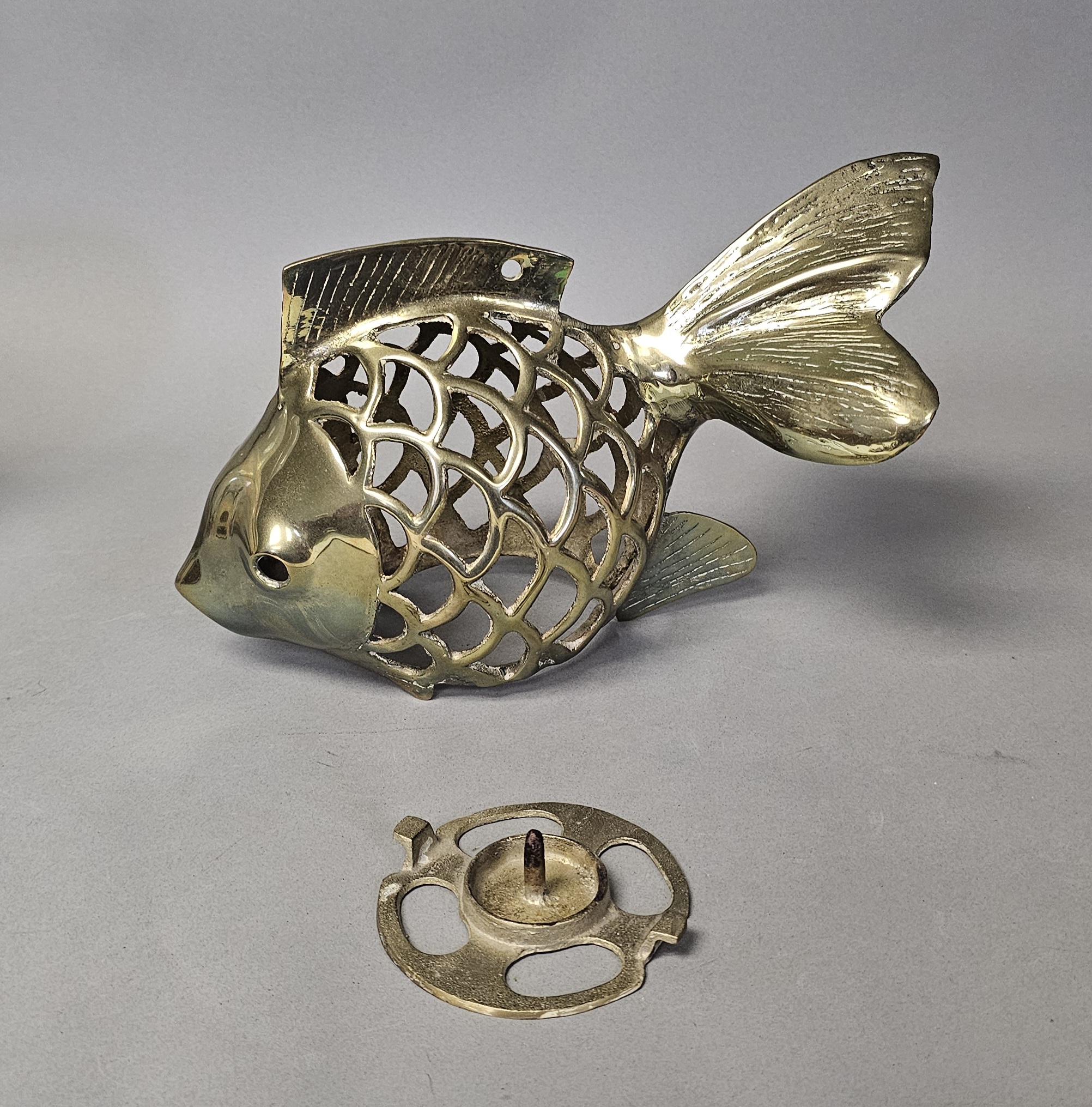Rosenthal-Netter Brass Fish Candle Lantern