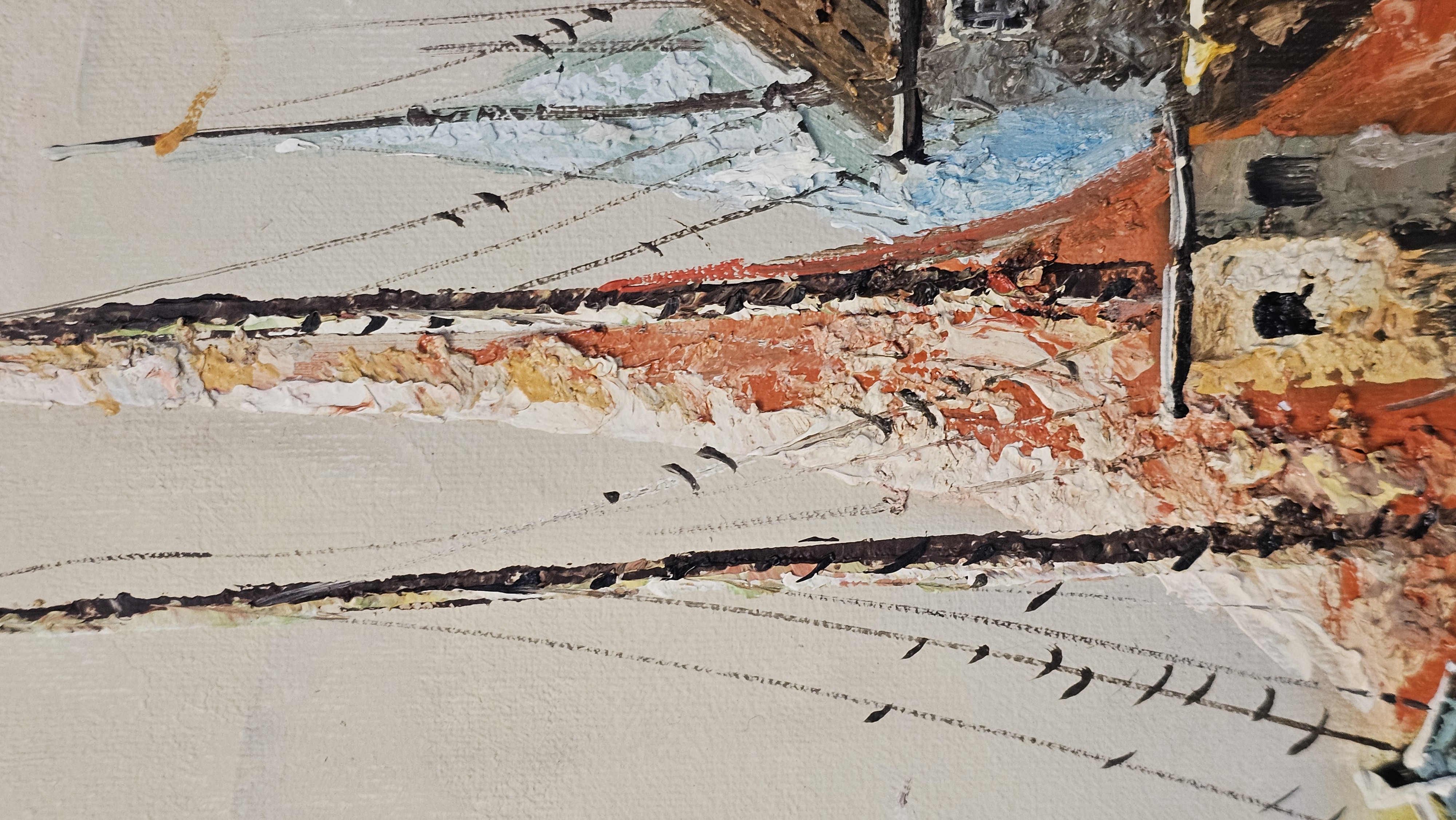 M. Davids Nautical Harbor Oil Painting