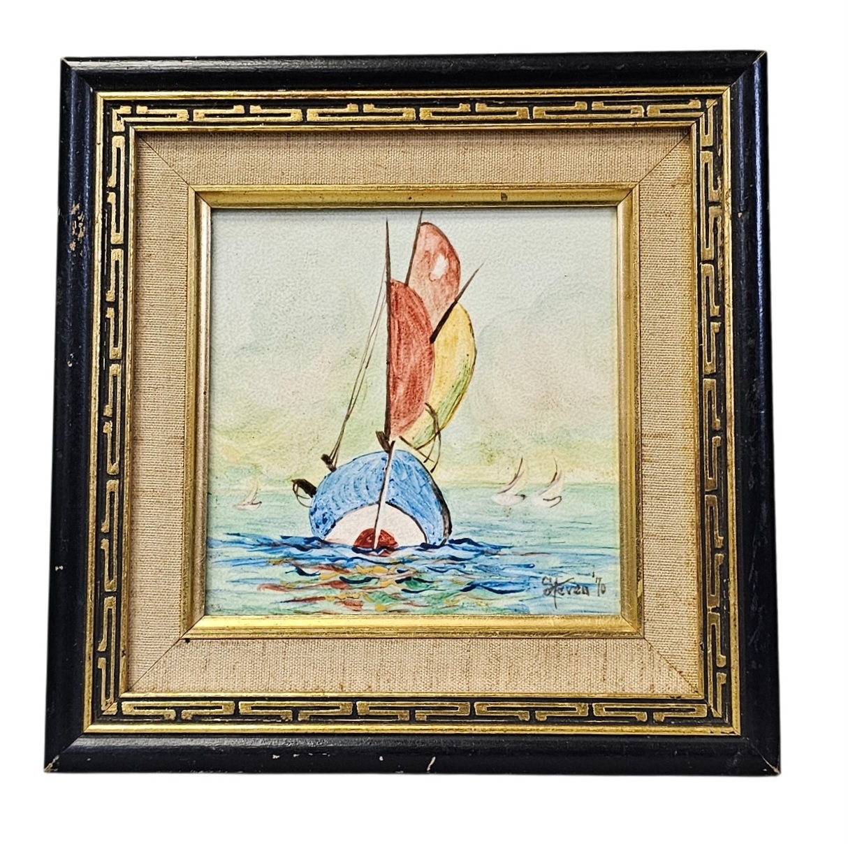 Steven '70 Signed Framed Sailboat Tile