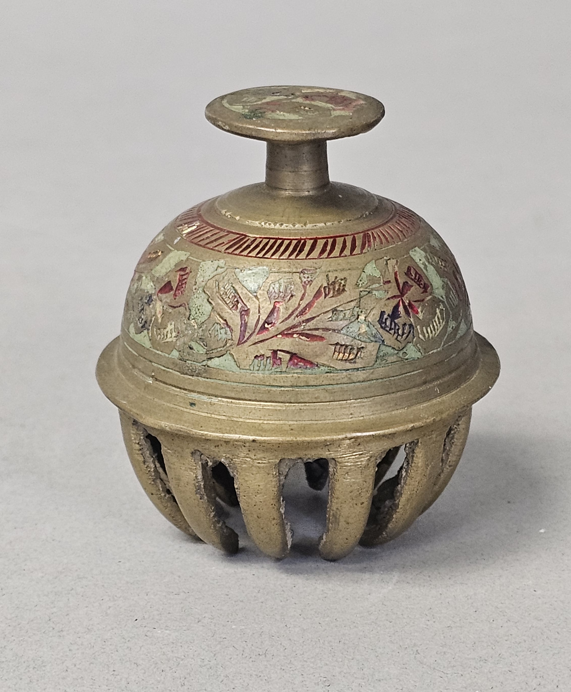 Vintage Indian Etched Brass Claw Bell