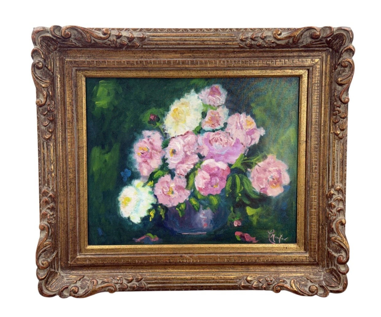 P. Minton Floral Still Life Oil