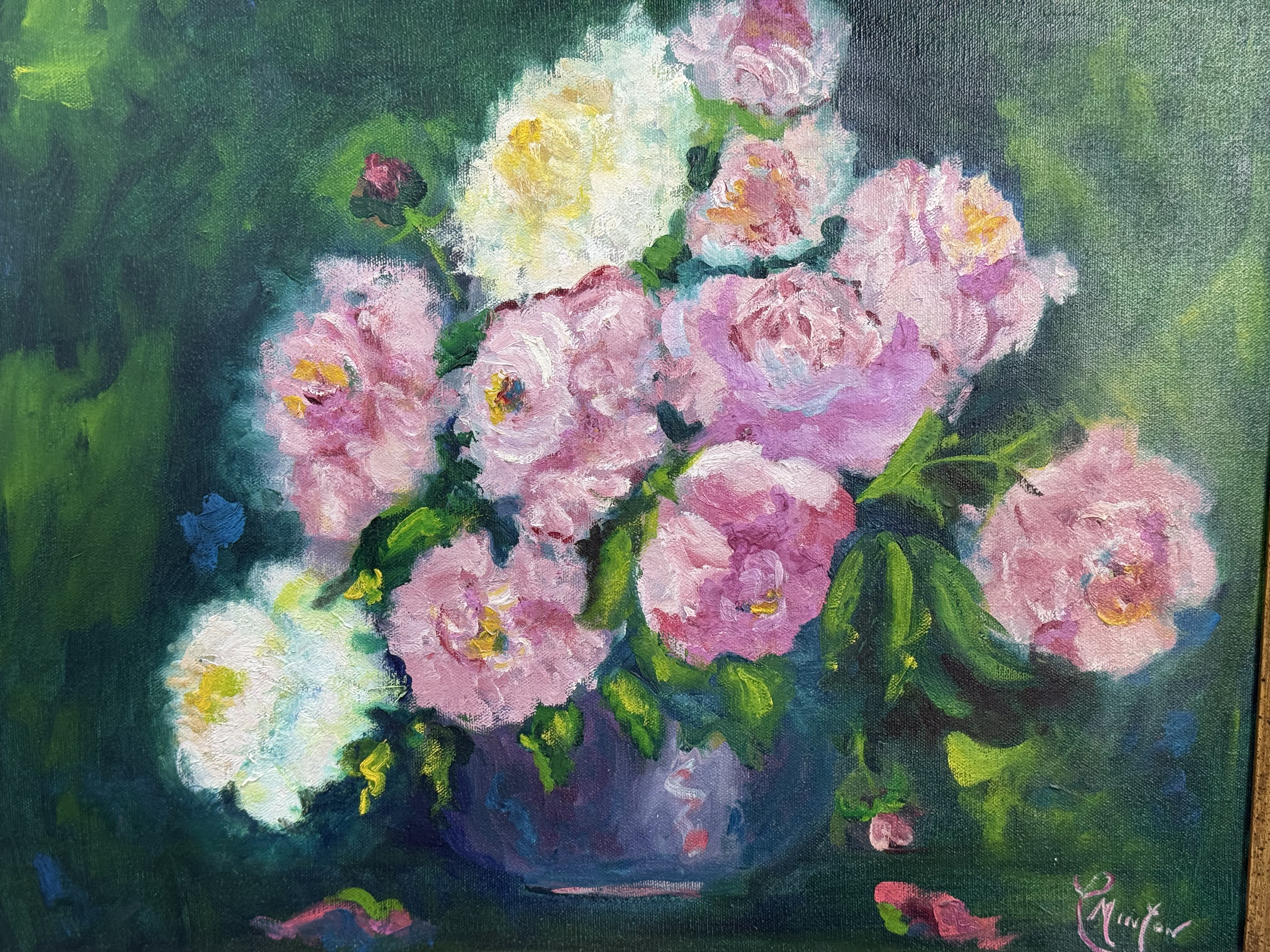 P. Minton Floral Still Life Oil