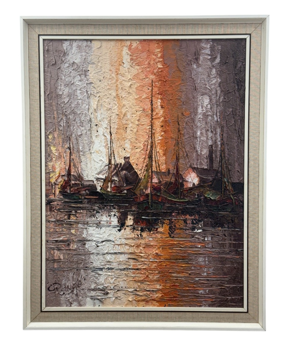 Grange, Harbor Scene Oil on Canvas