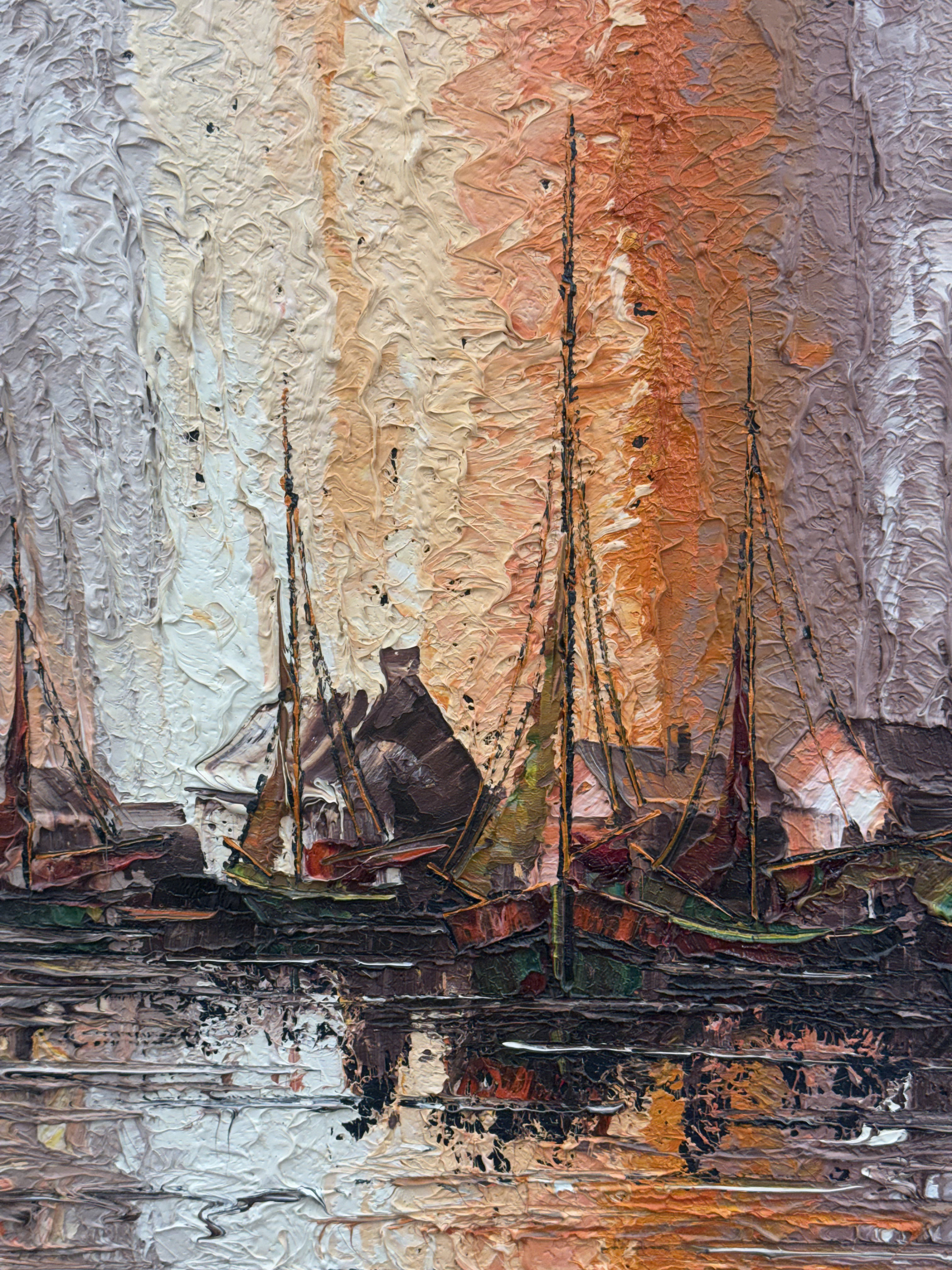 Grange, Harbor Scene Oil on Canvas