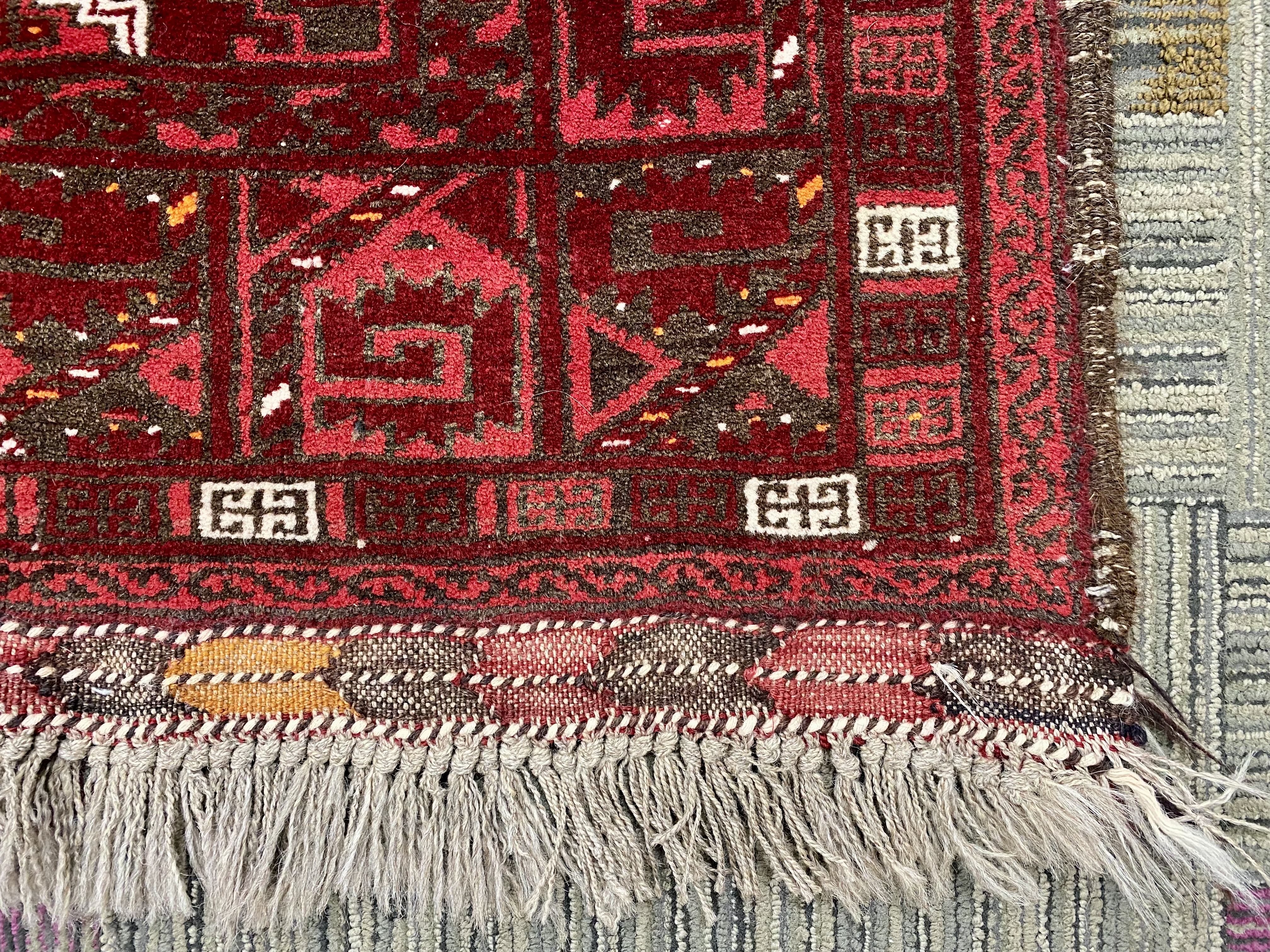 Vintage Hand-Knotted Afghan Turkoman Rug