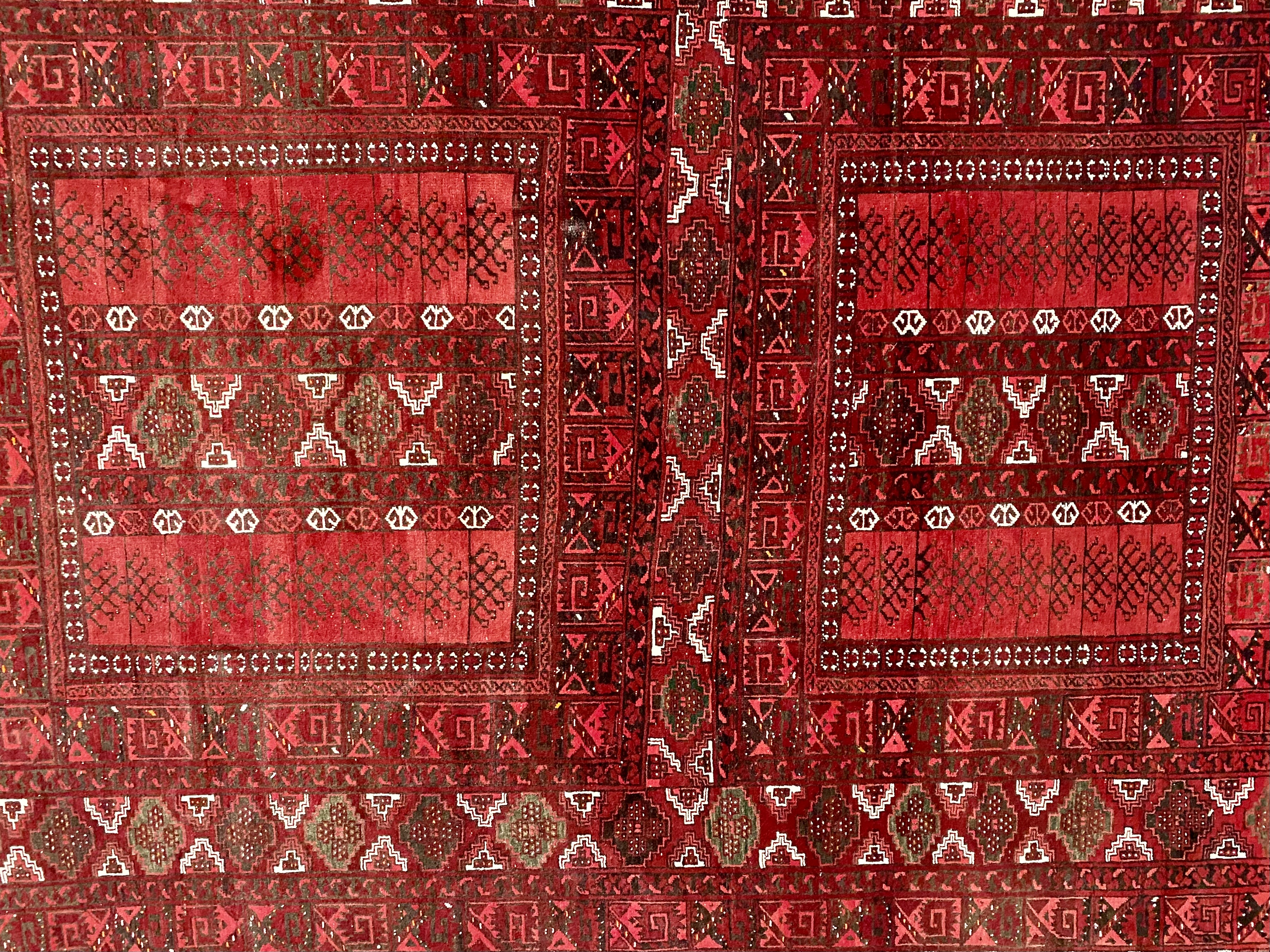 Vintage Hand-Knotted Afghan Turkoman Rug