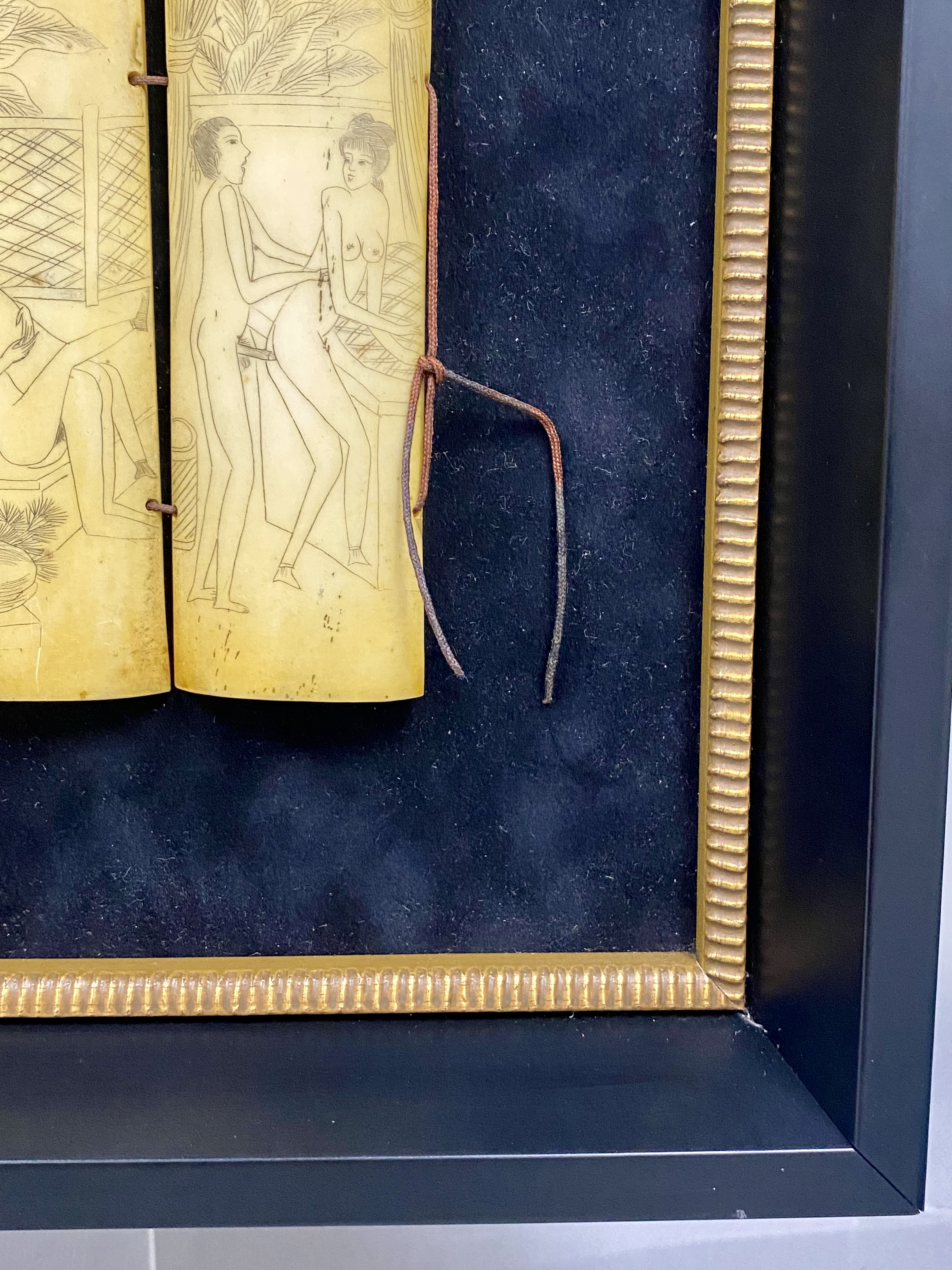 Ten Carved Bone Shunga Panels
