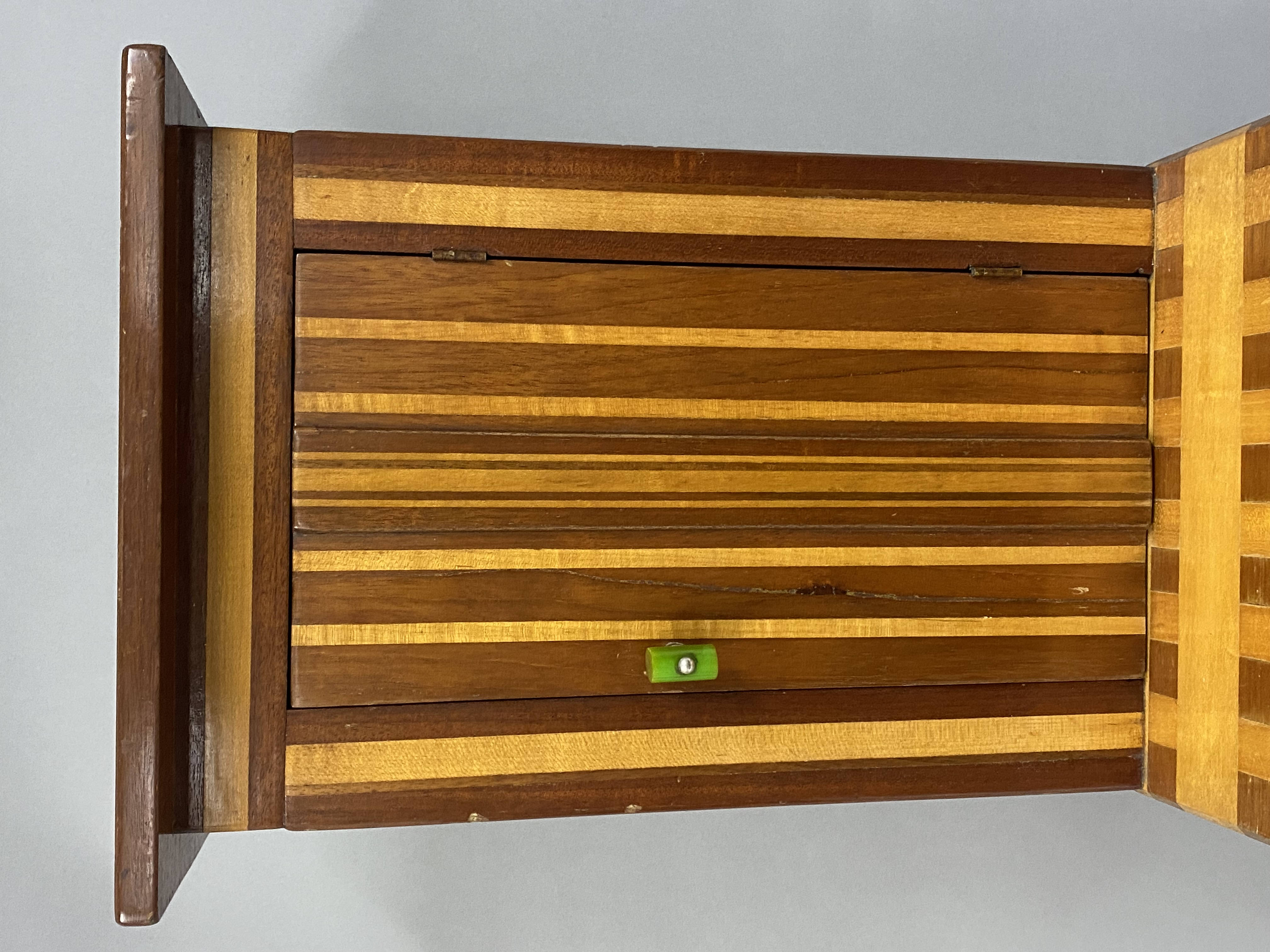 Small Art Deco Mixed-Wood Step-Back Cupboard