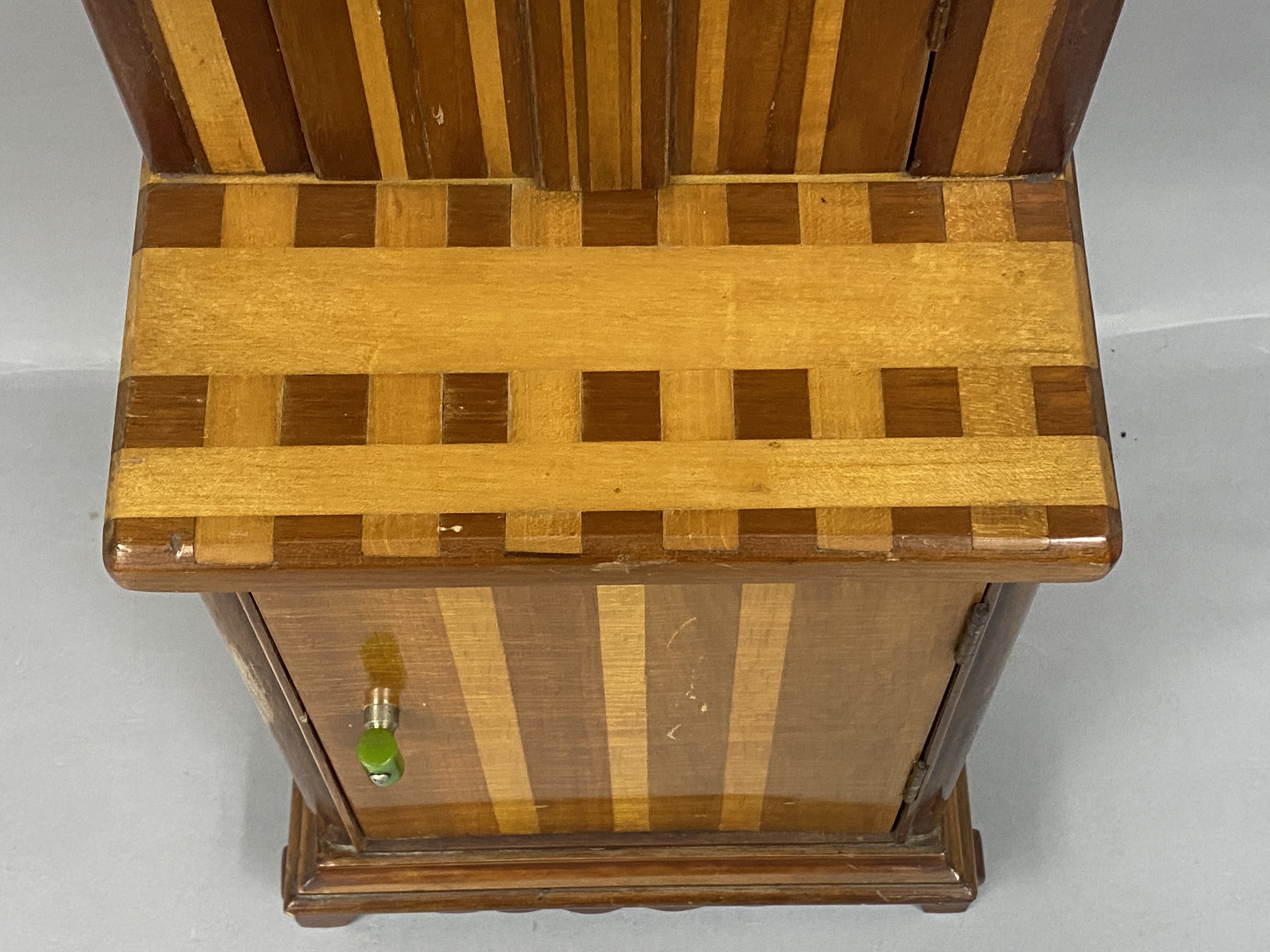 Small Art Deco Mixed-Wood Step-Back Cupboard