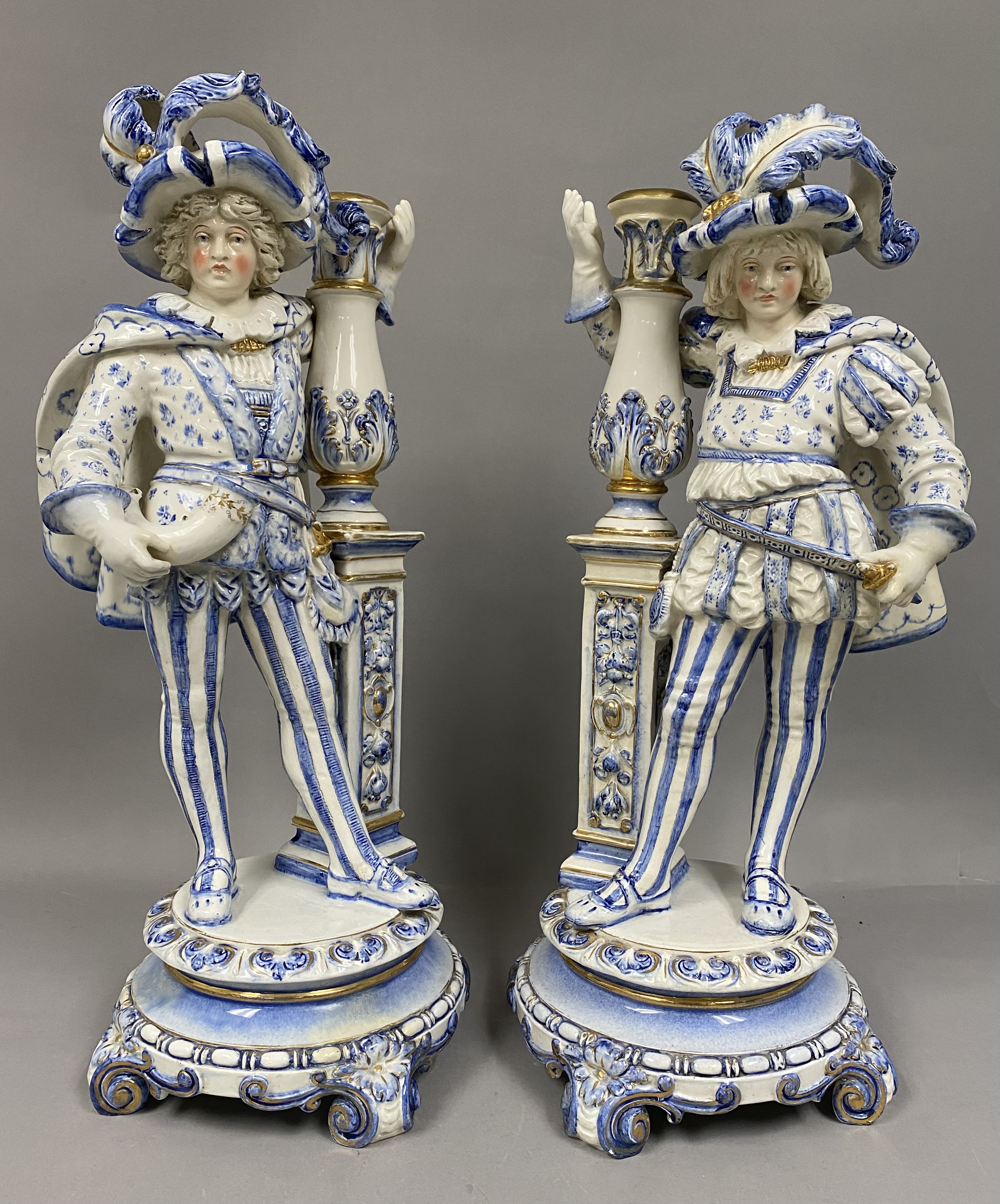 Ernst Bohne Sohne Porcelain Figural Candelabra