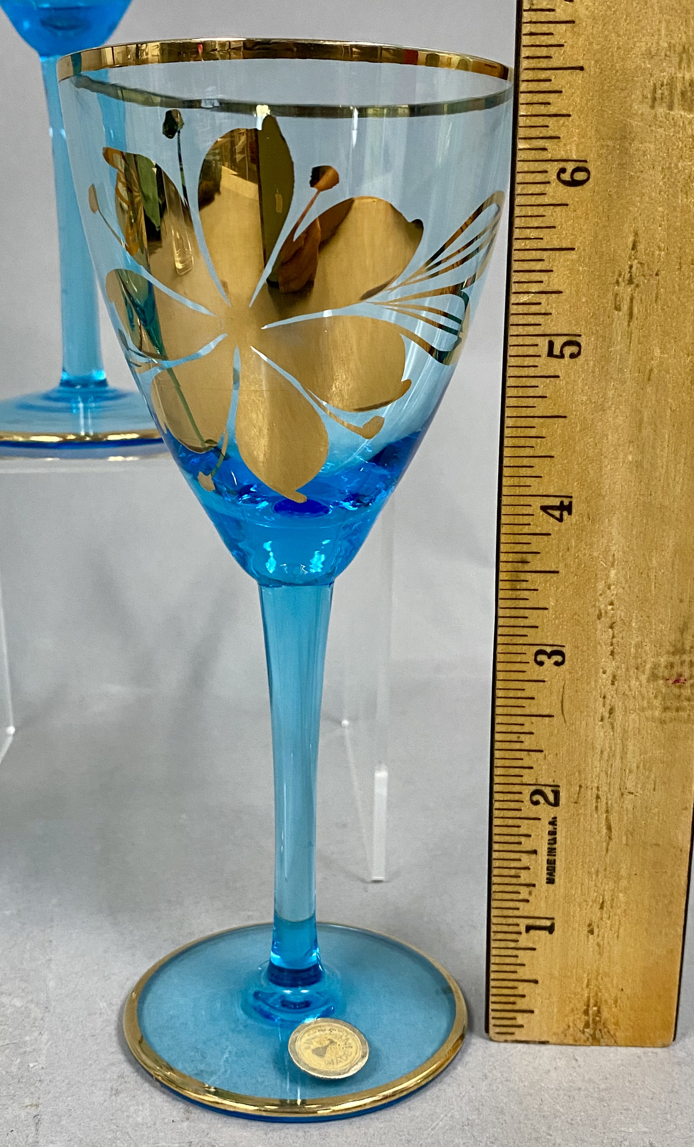 Set of Romanian Blue Glass Goblets