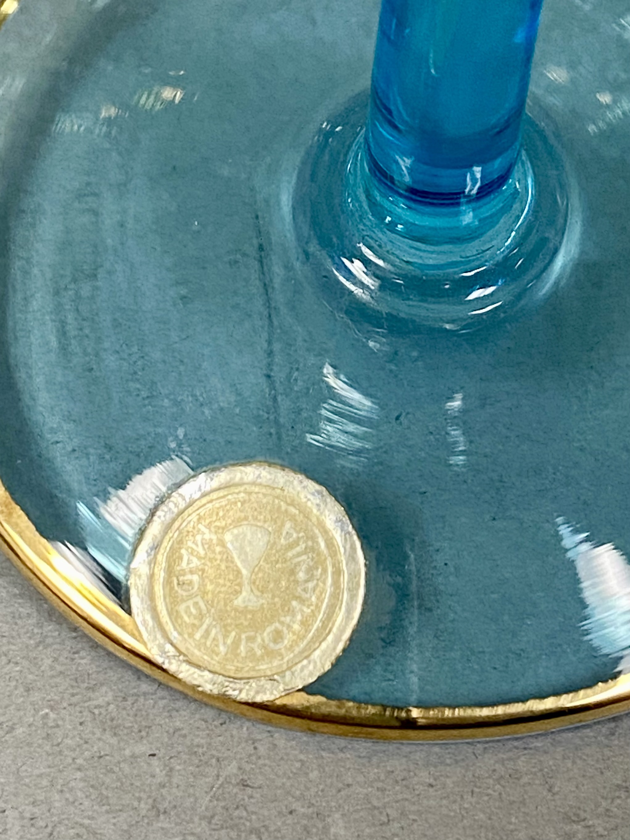Set of Romanian Blue Glass Goblets