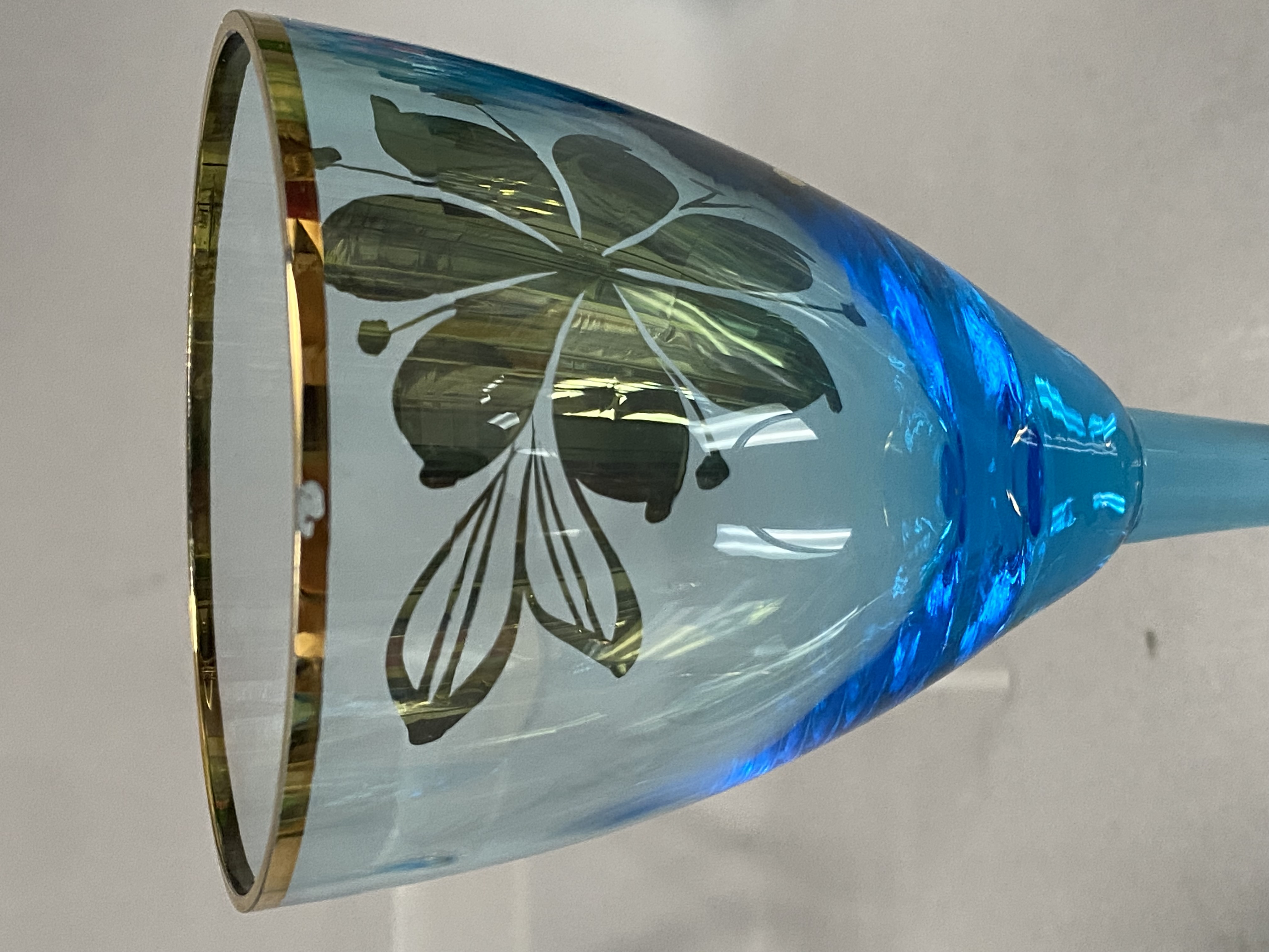 Set of Romanian Blue Glass Goblets