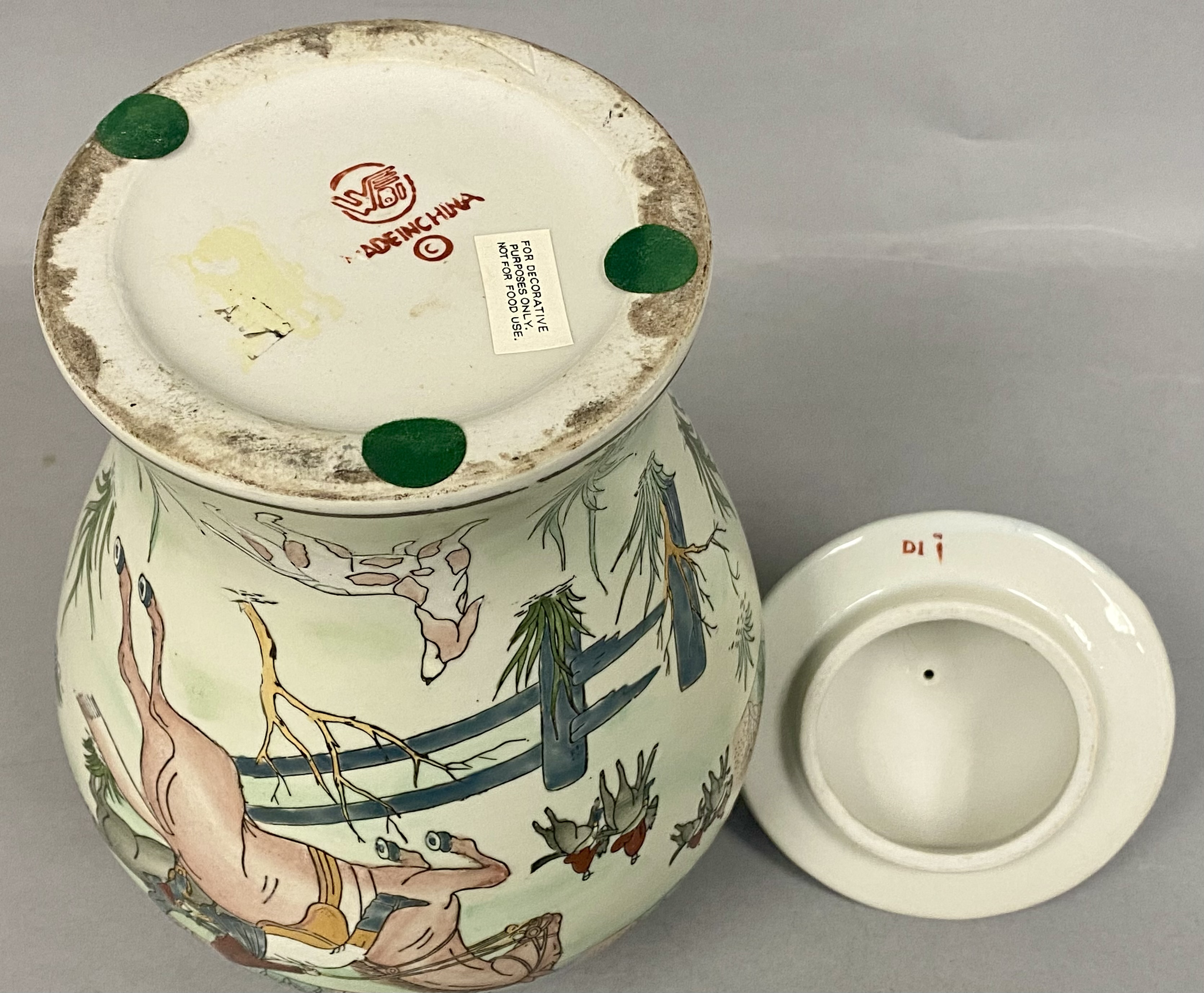 Lidded Ceramic Fox Hunt Ginger Jar