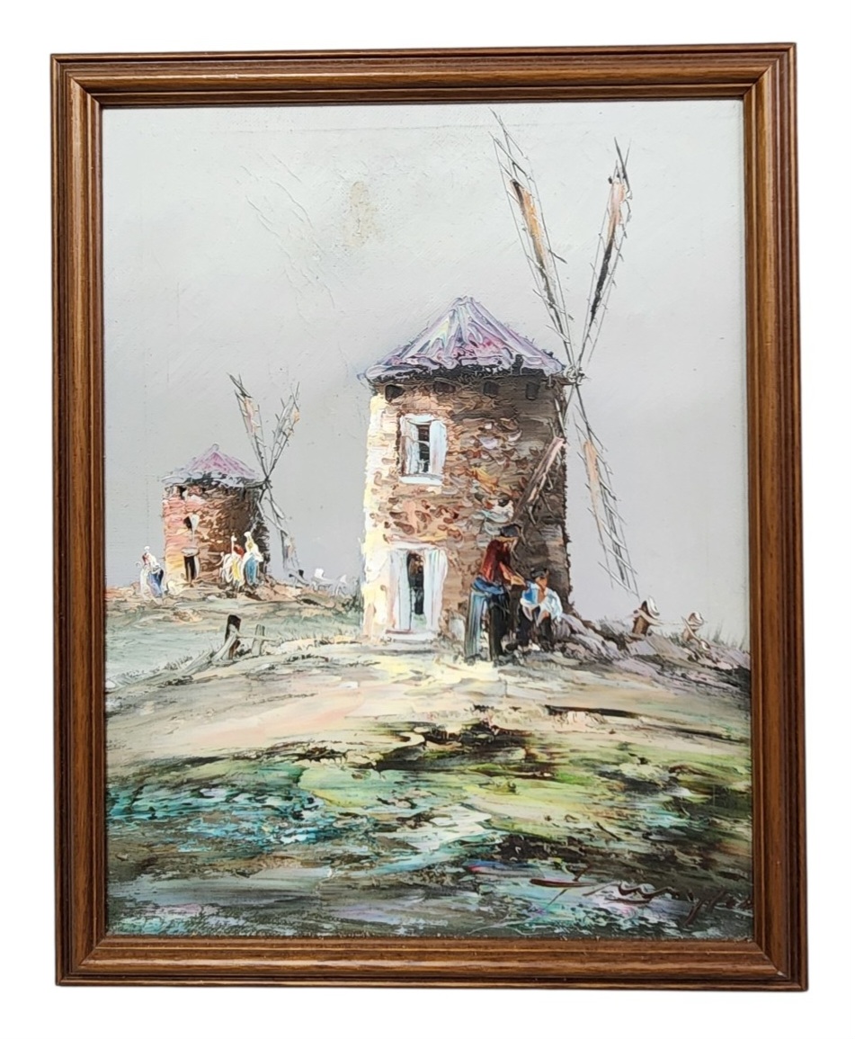 L. Viggi Impasto Windmill Landscape