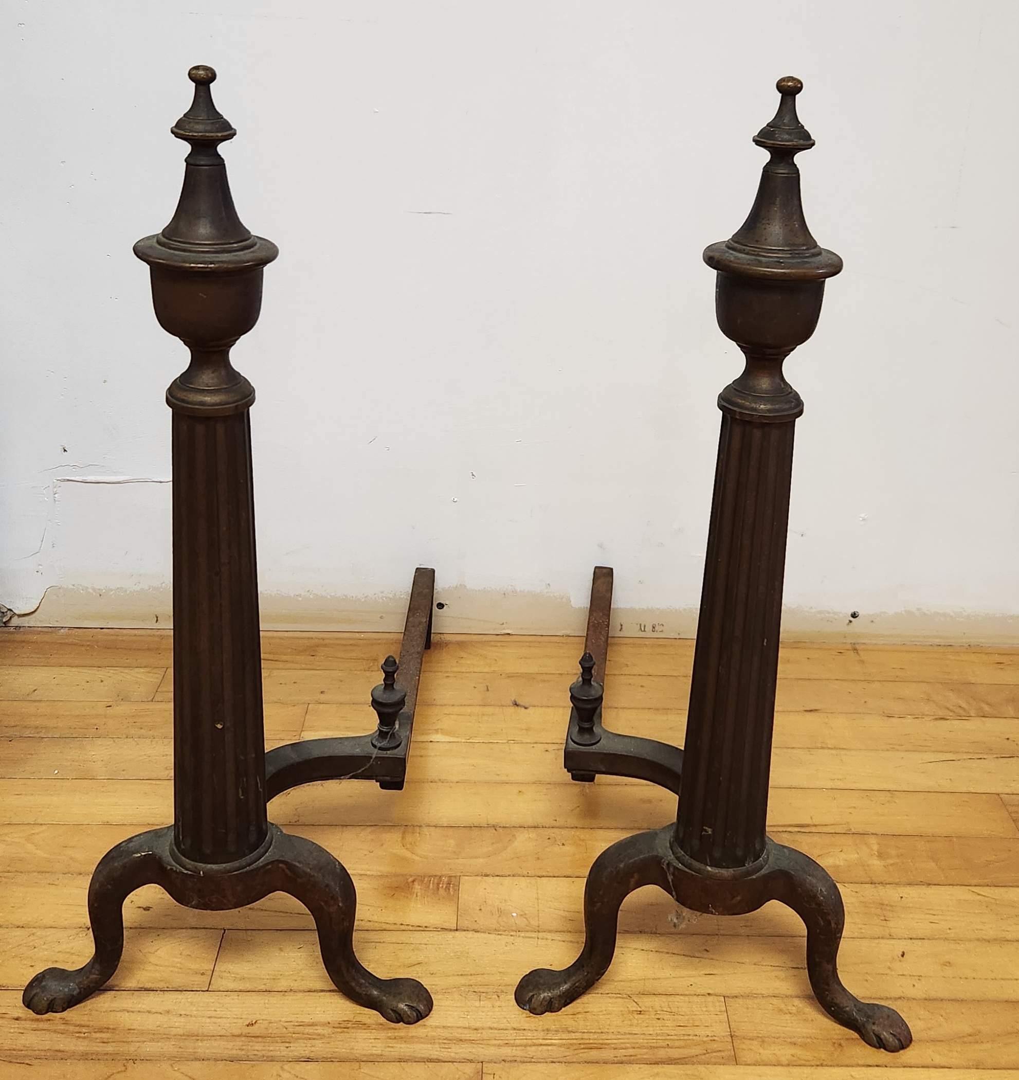 Pair Classical Brass Andirons
