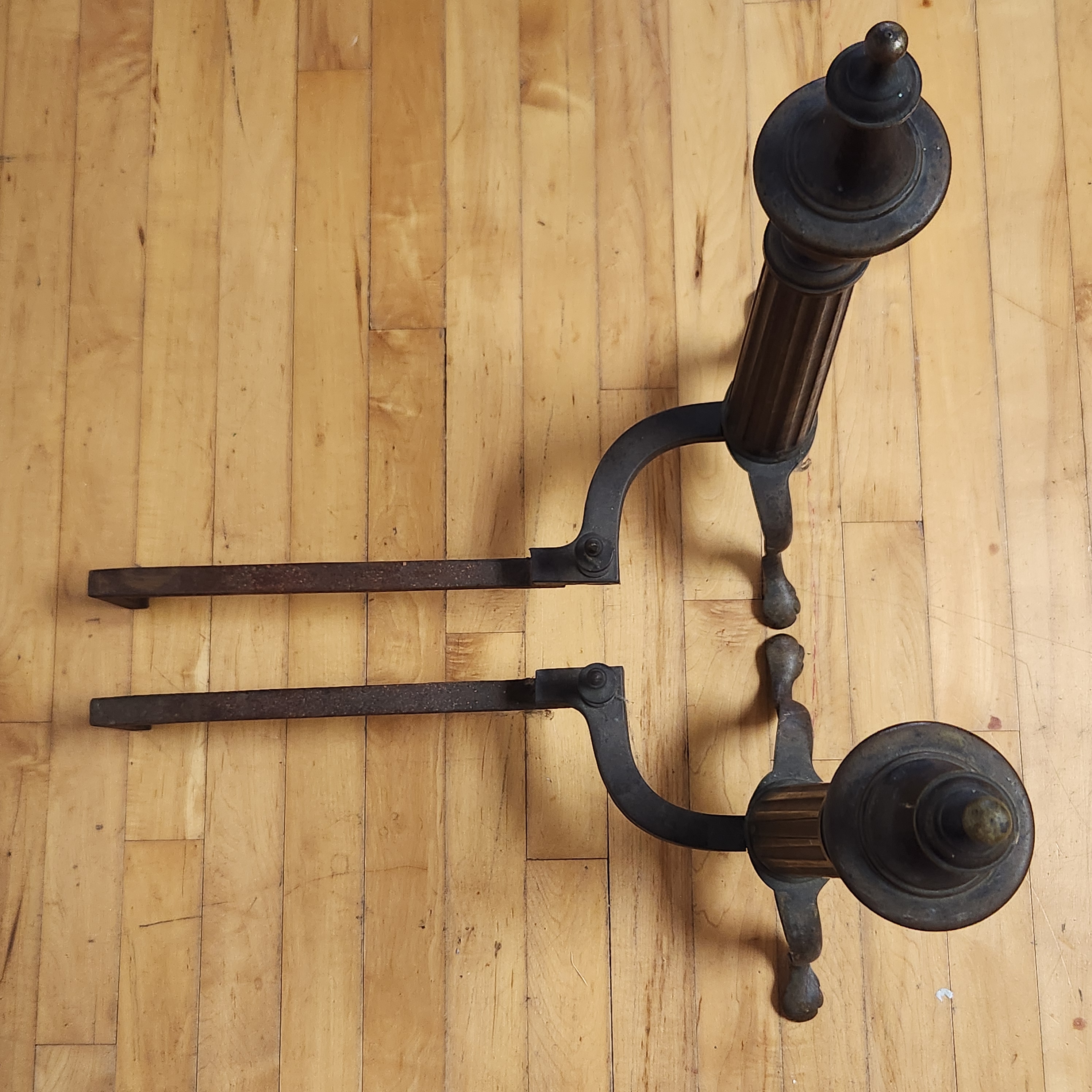 Pair Classical Brass Andirons