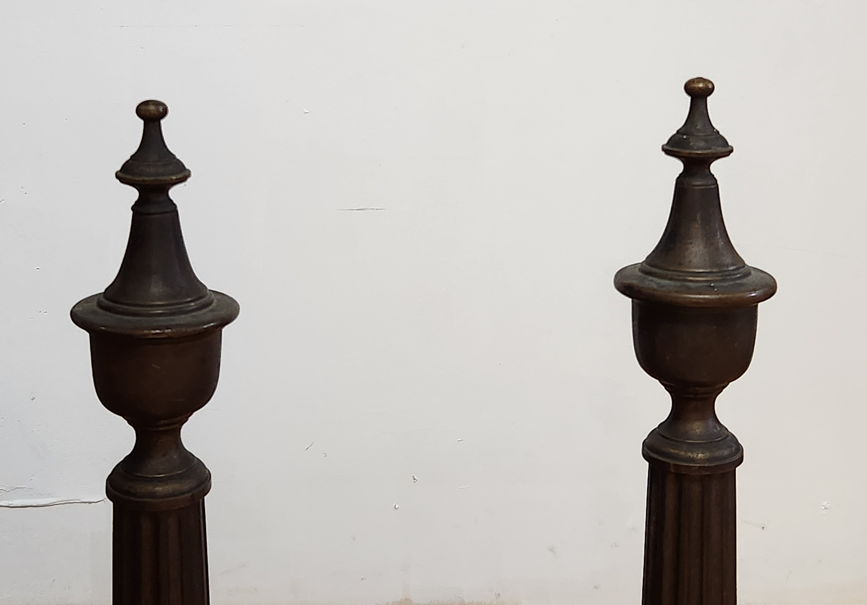 Pair Classical Brass Andirons