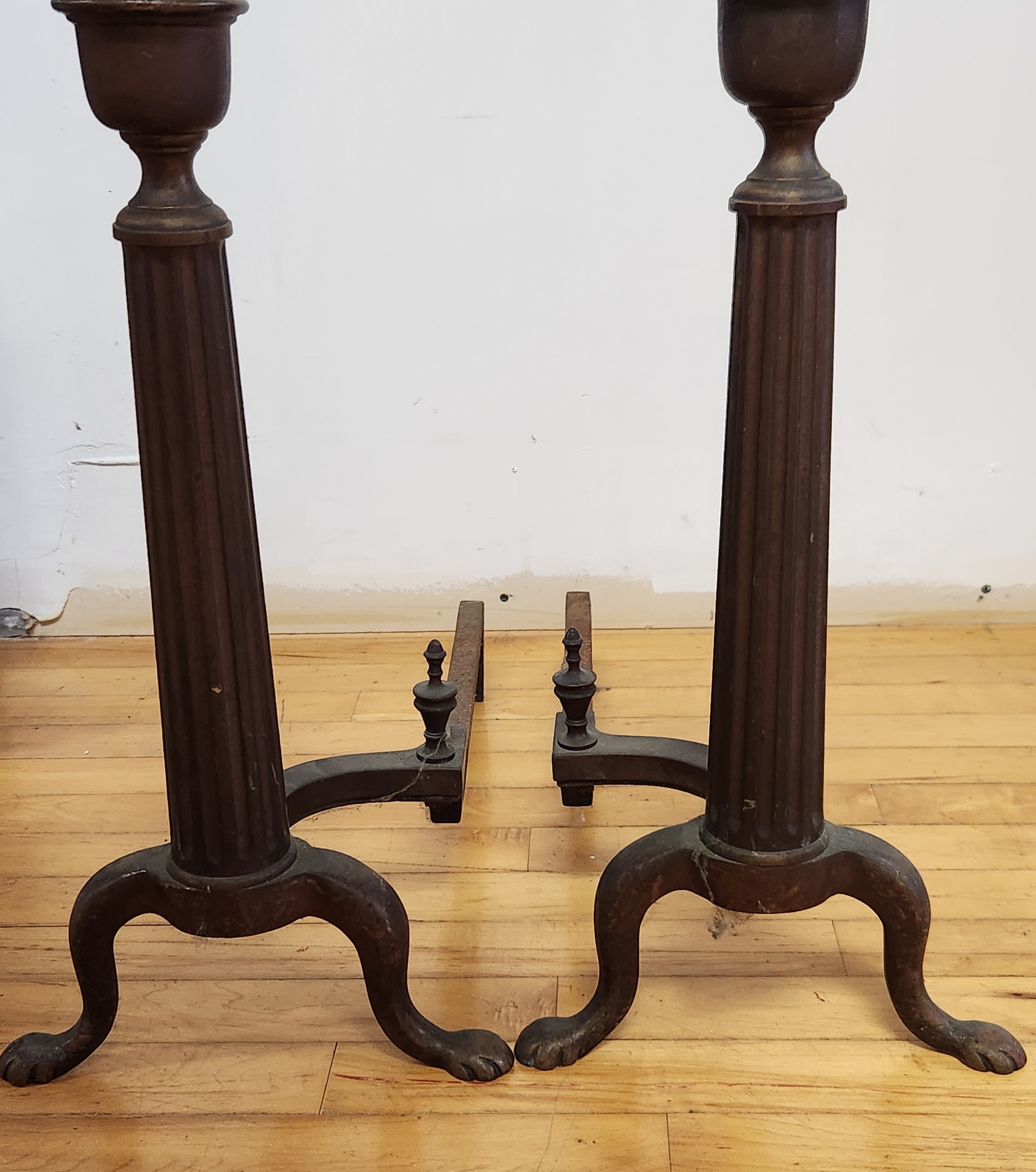 Pair Classical Brass Andirons