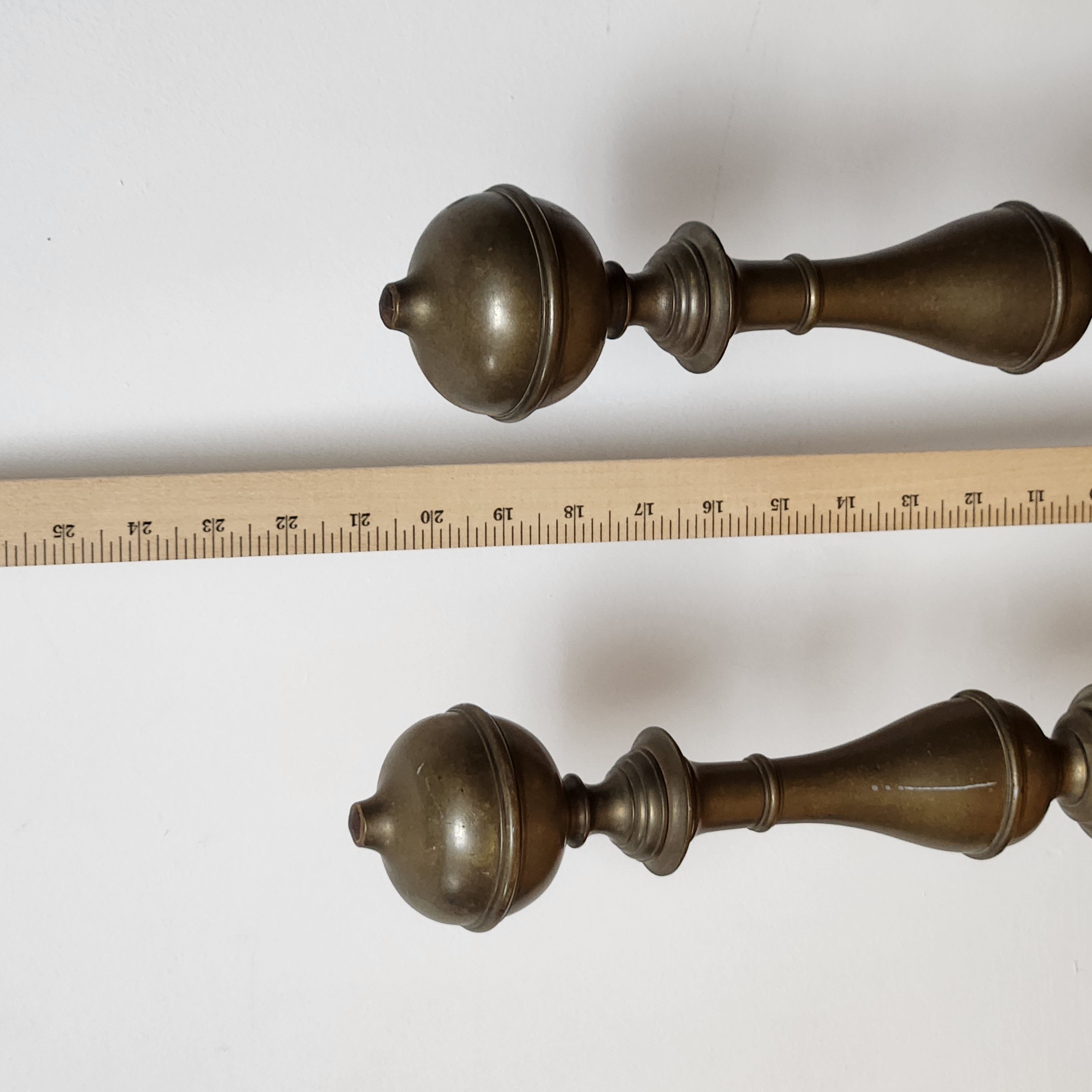 Pair Turned Brass and Iron Andirons