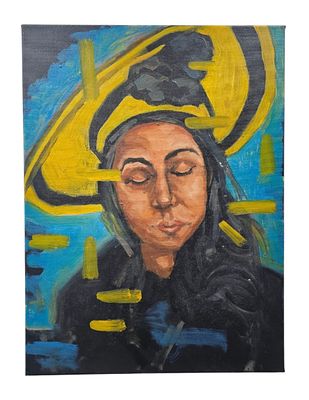 Contemporary Expressionist Portrait Oil Painting. This contemporary expressionist work is 