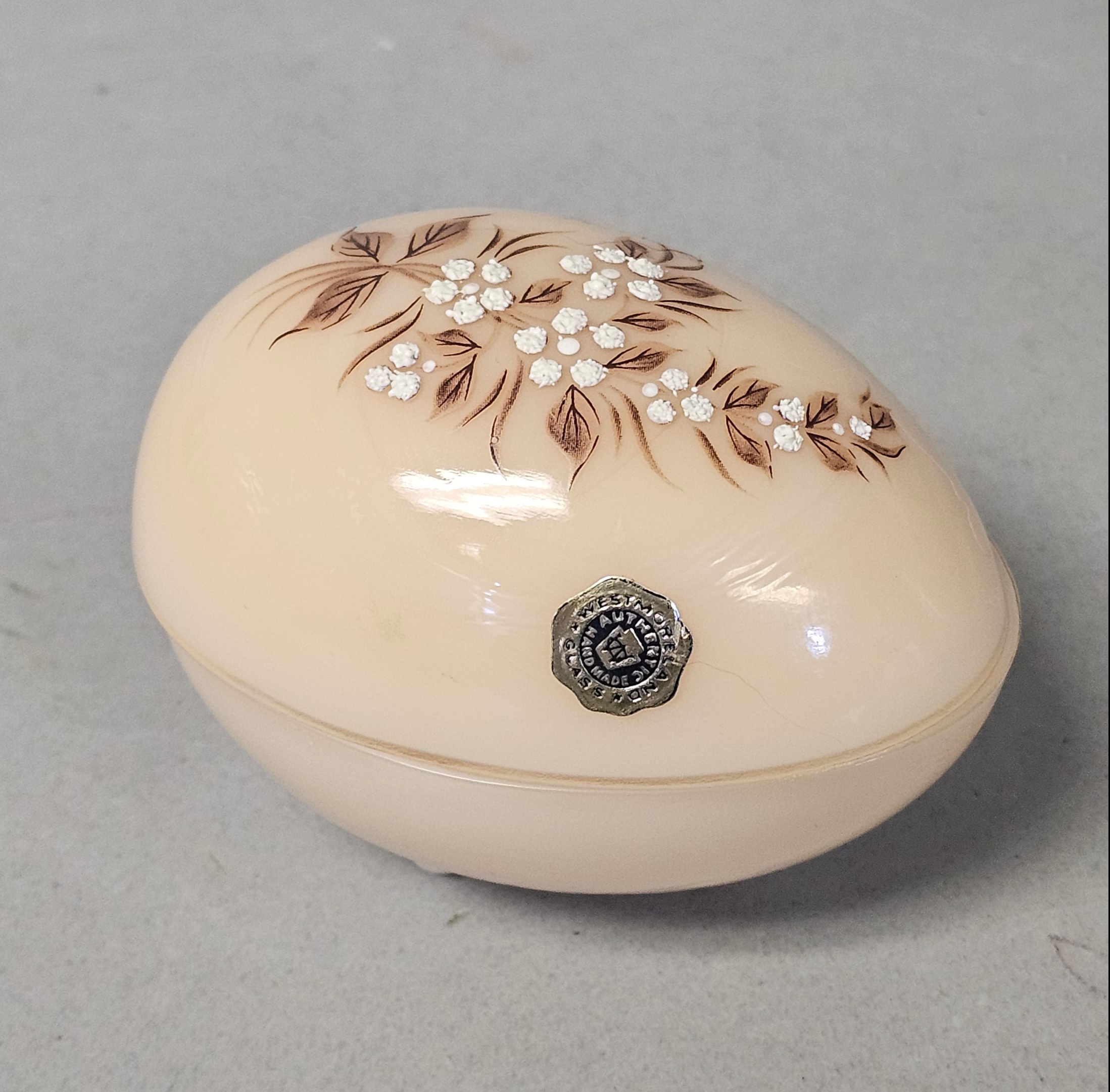 Westmoreland Hand Painted Custard Glass Egg