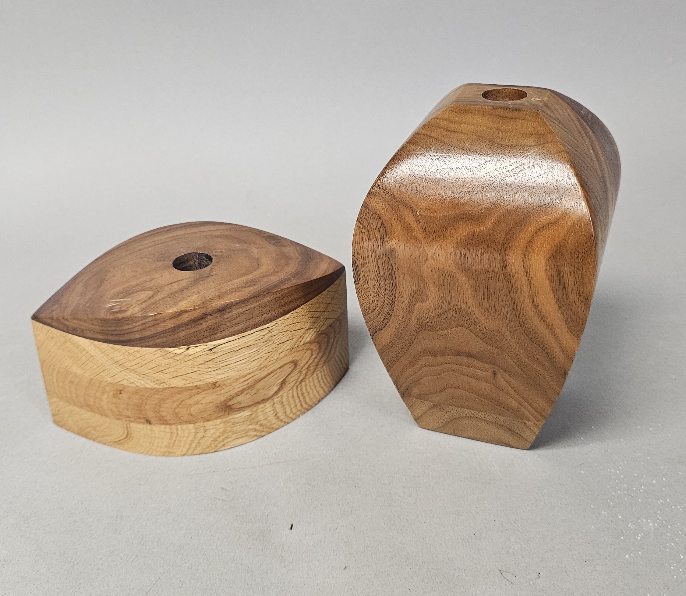 Two Wood Wildflowers Candle Holders