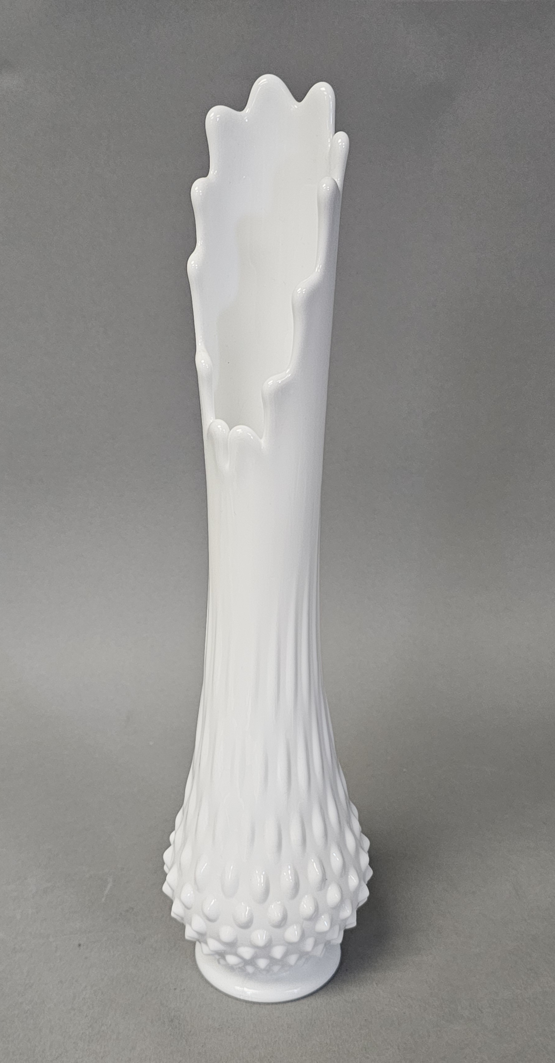 Fenton Milk Glass Hobnail Swung Vase