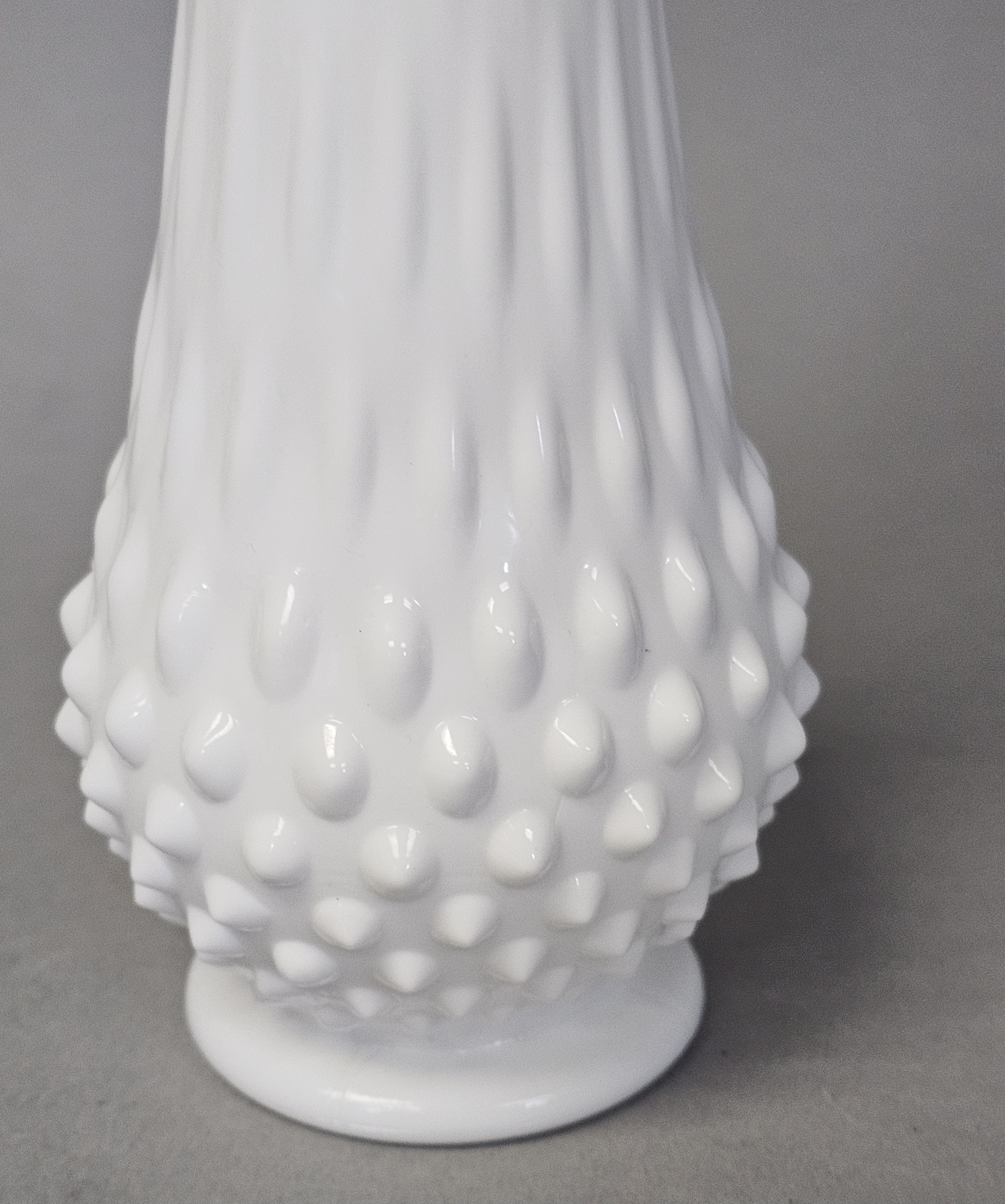 Fenton Milk Glass Hobnail Swung Vase