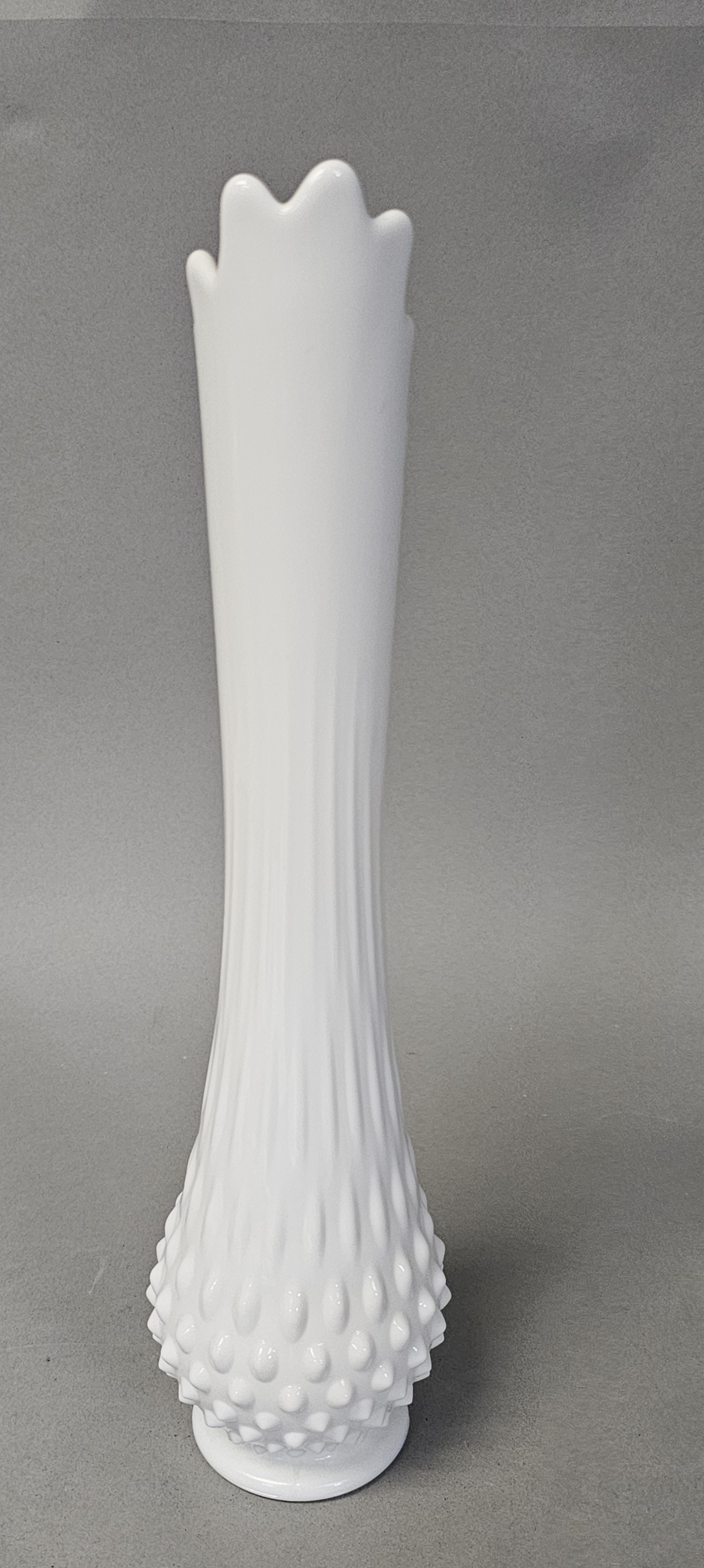 Fenton Milk Glass Hobnail Swung Vase