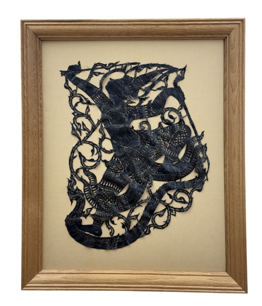 Framed Thai Leather Shadow Puppet