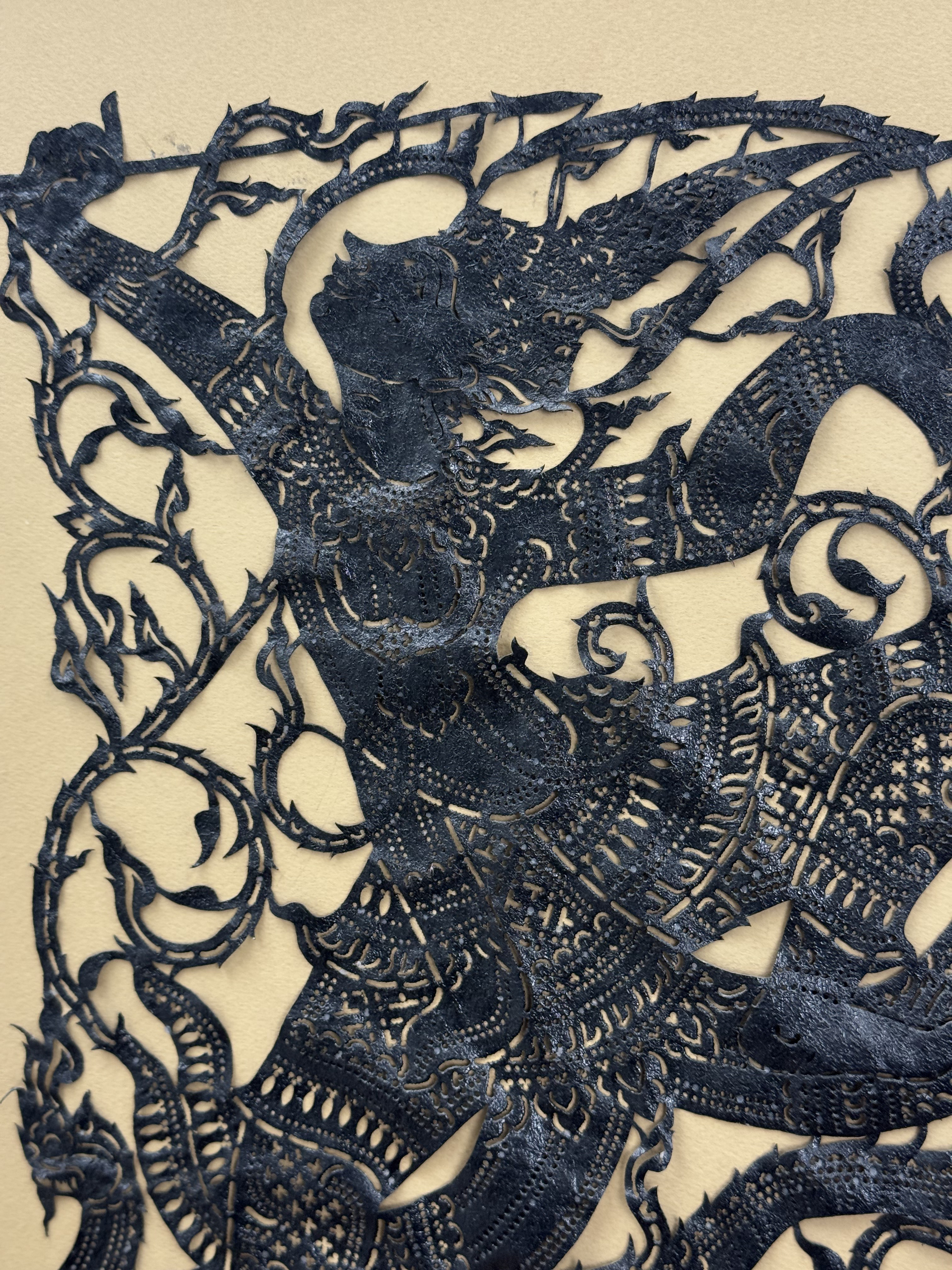 Framed Thai Leather Shadow Puppet
