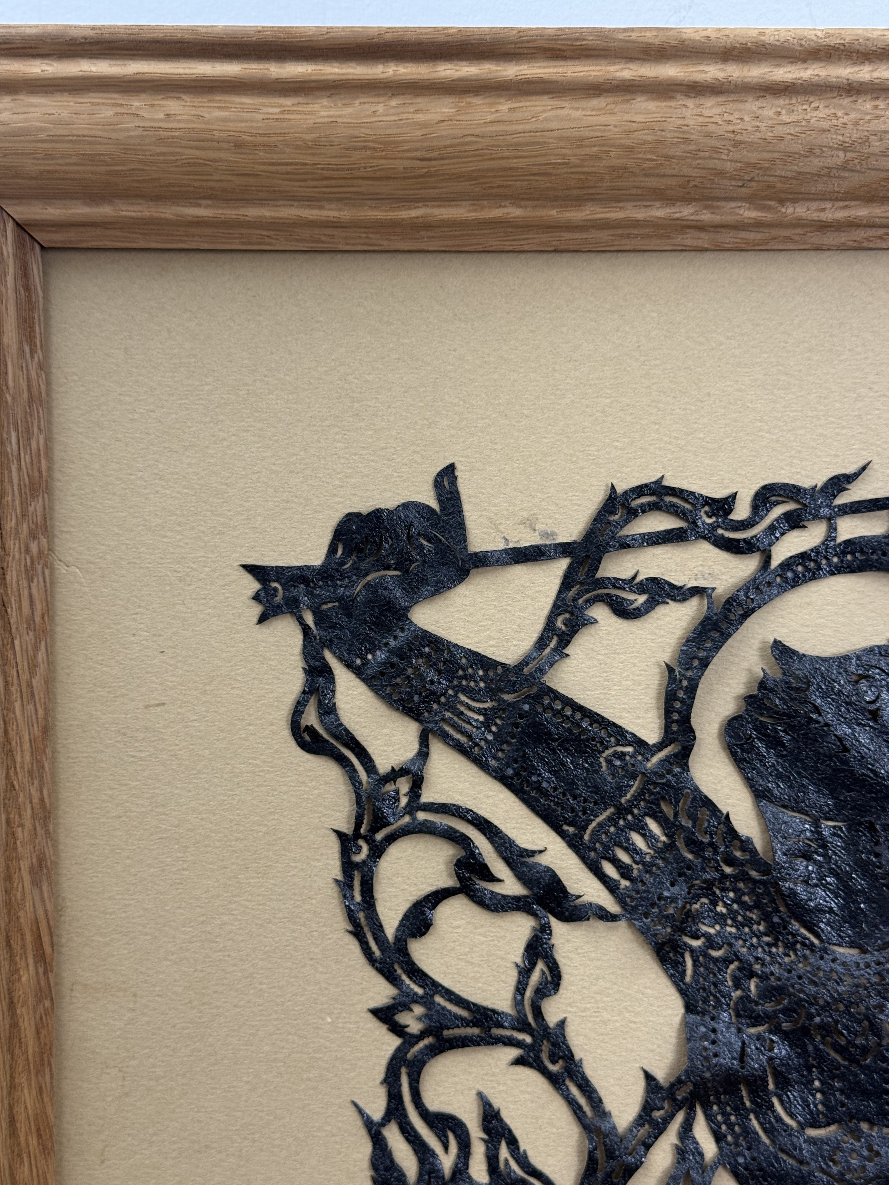 Framed Thai Leather Shadow Puppet