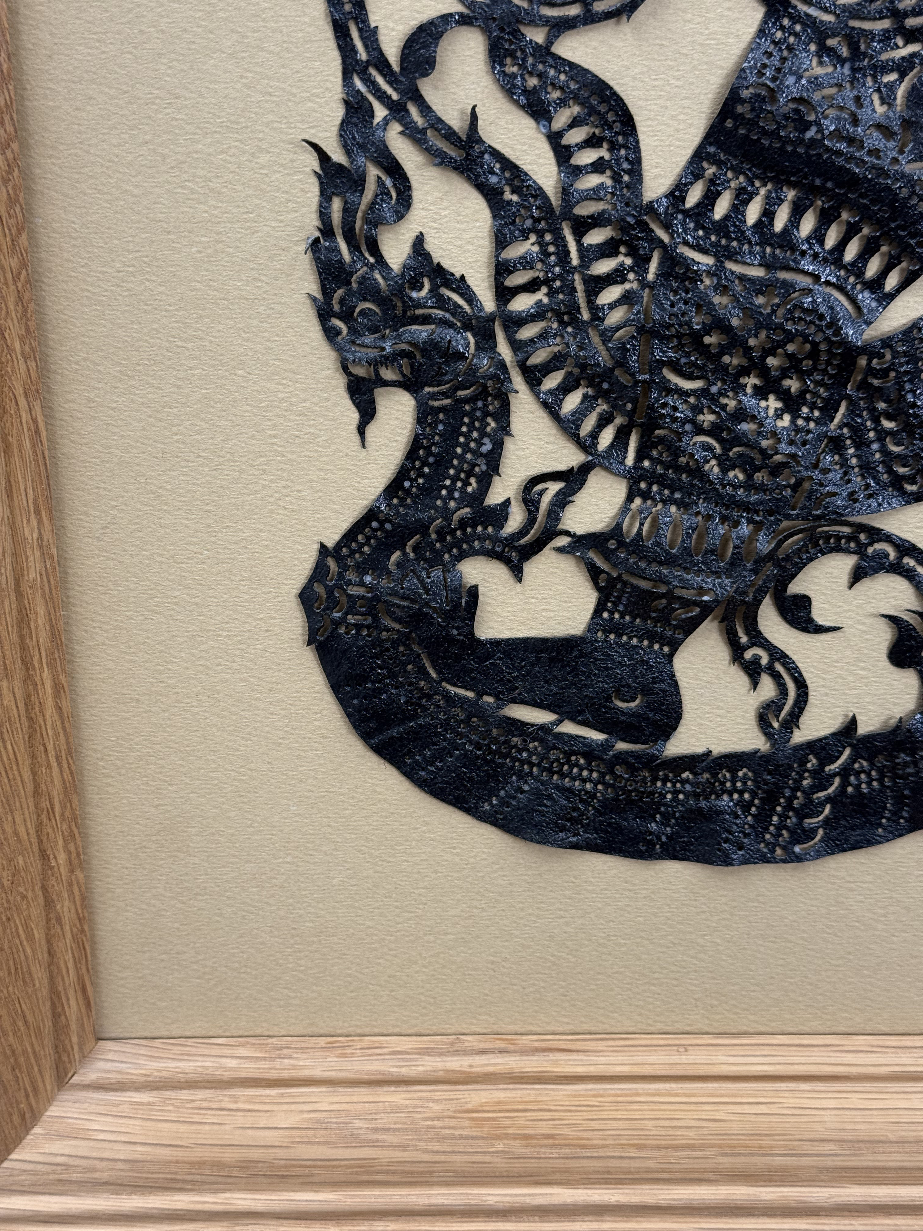 Framed Thai Leather Shadow Puppet