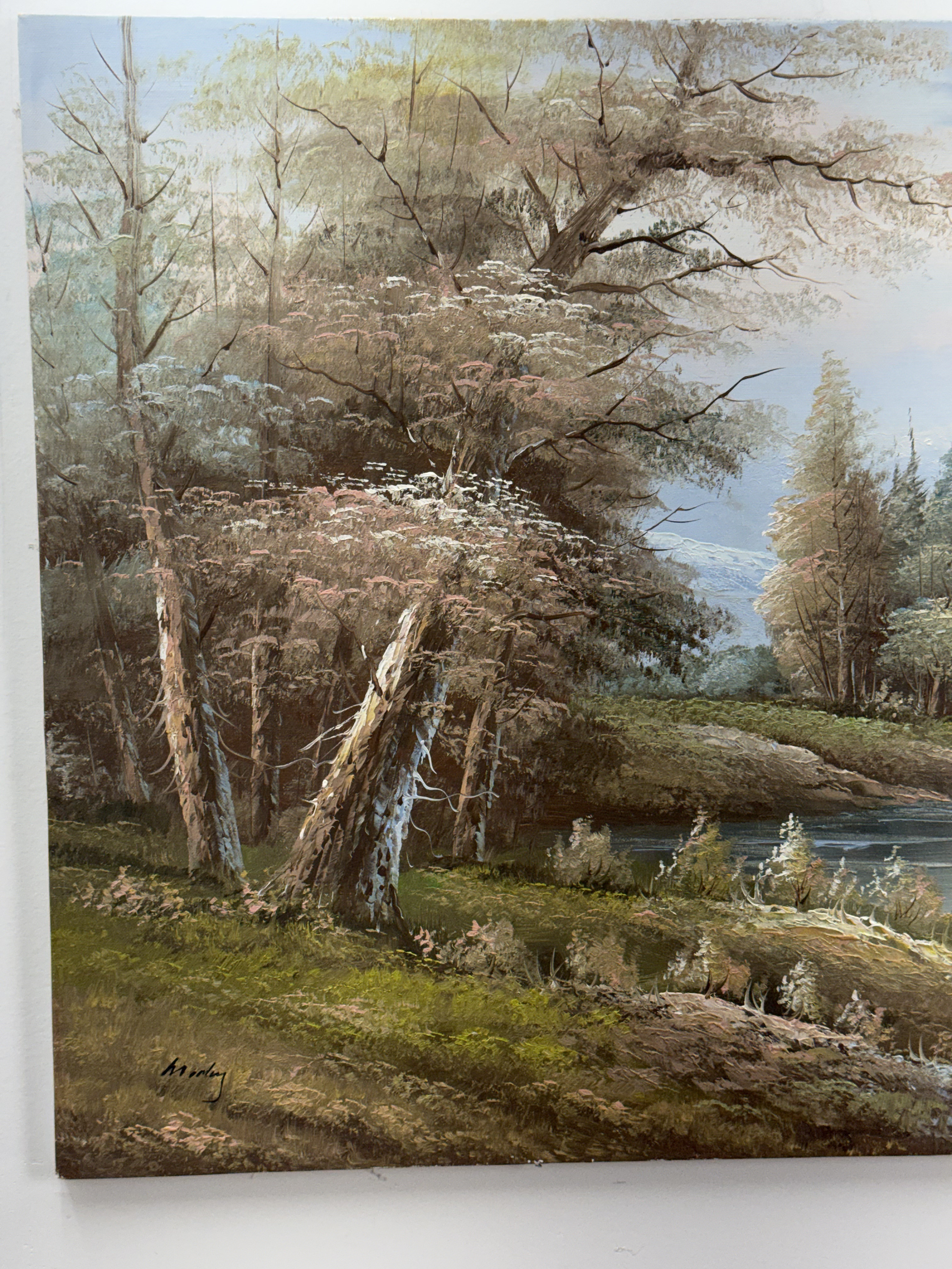Morley, Mountain River Landscape Oil