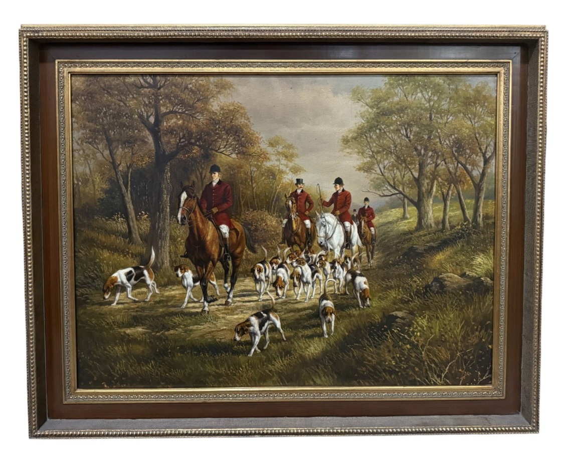 Large English Fox Hunt Oil Painting